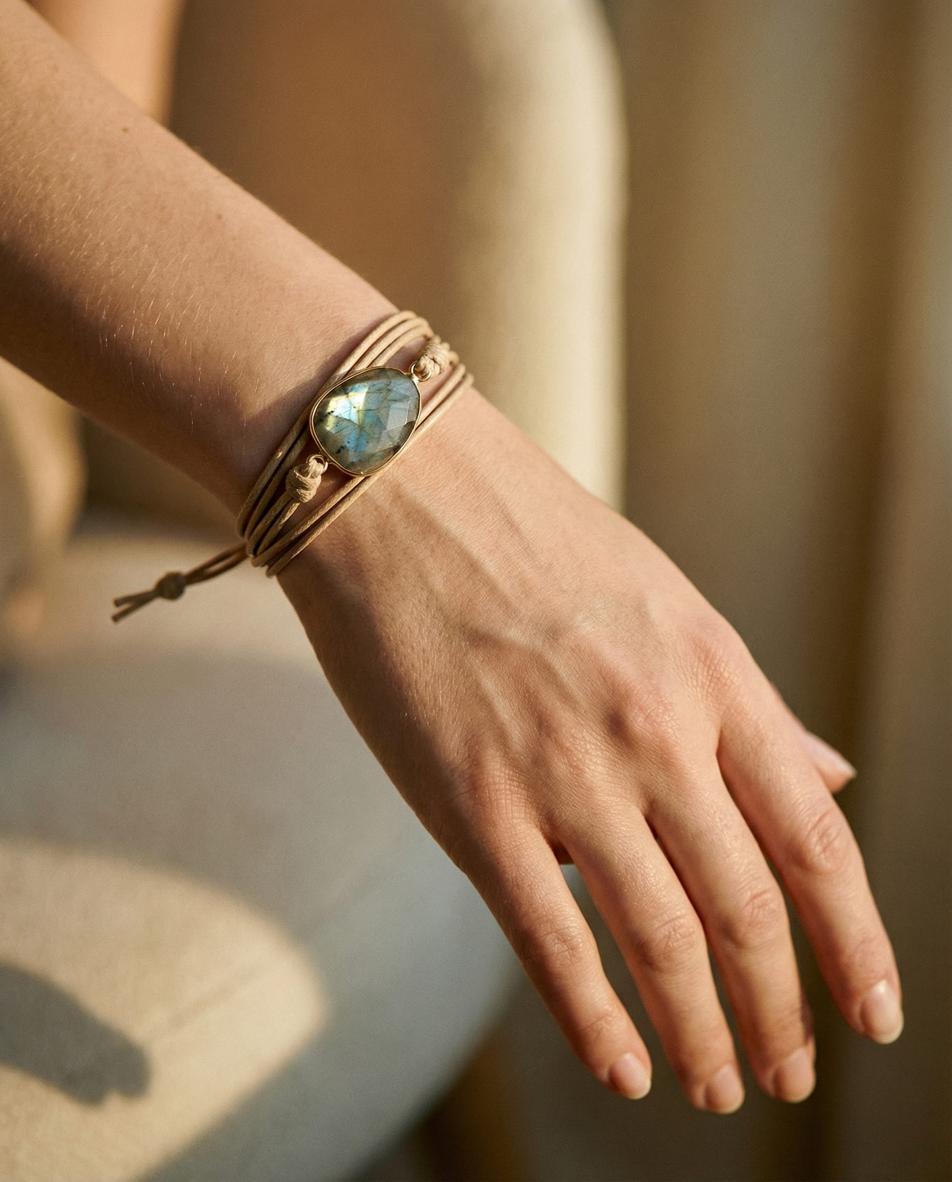 Vintage Leather Stone Bracelet