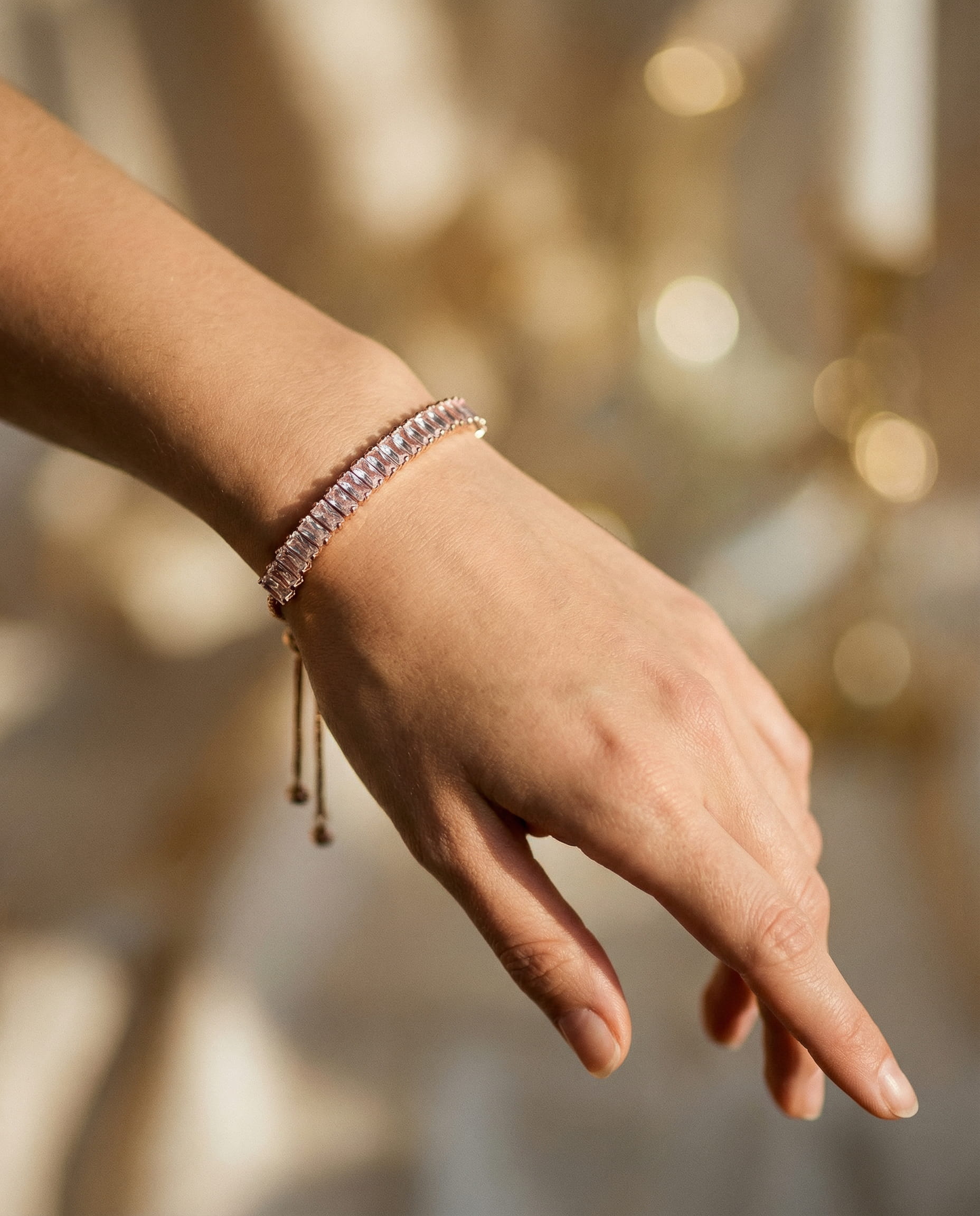 Gold and Silver Cubic Zirconia Adjustable Bracelet