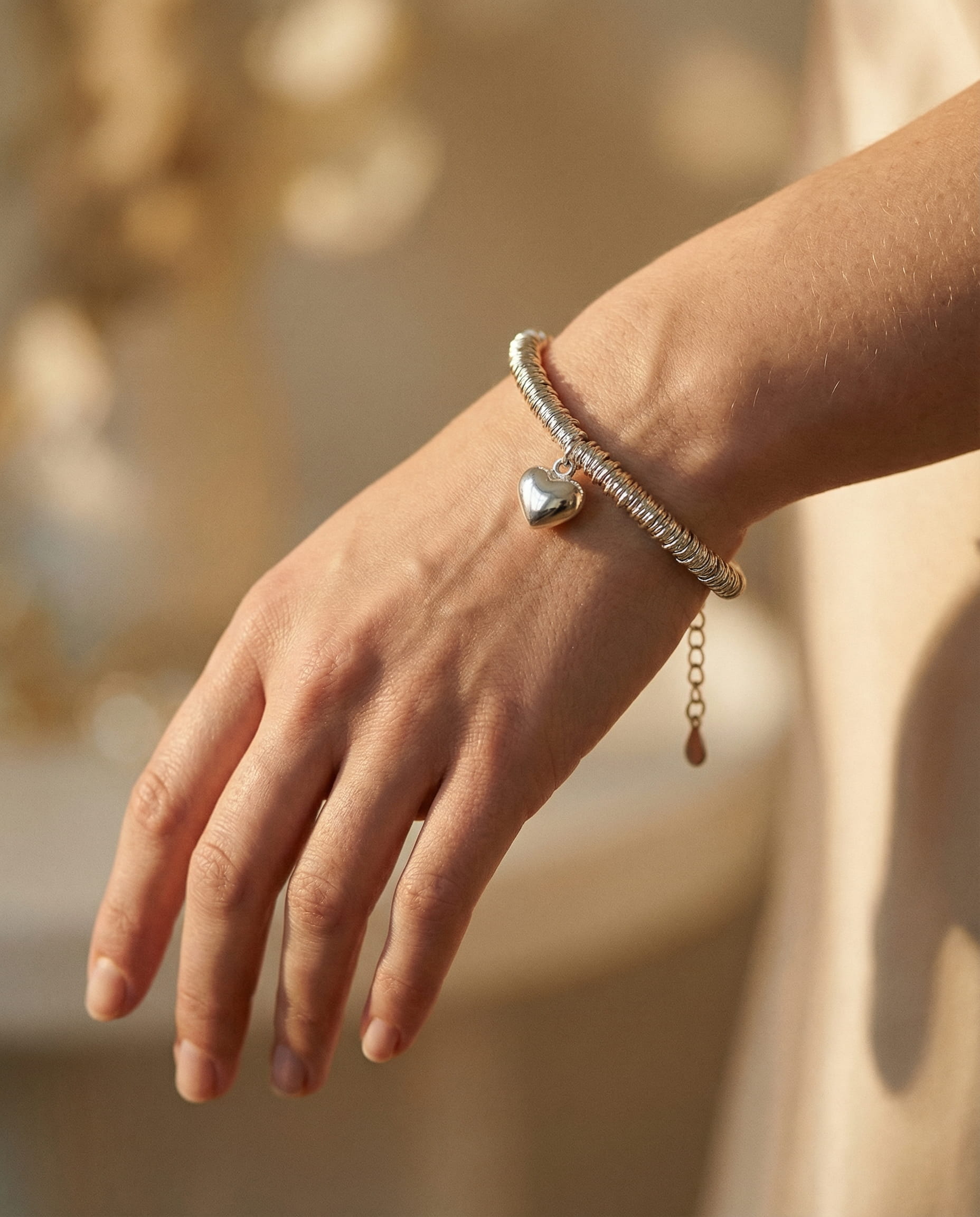 Elegant Silver Heart Bracelet