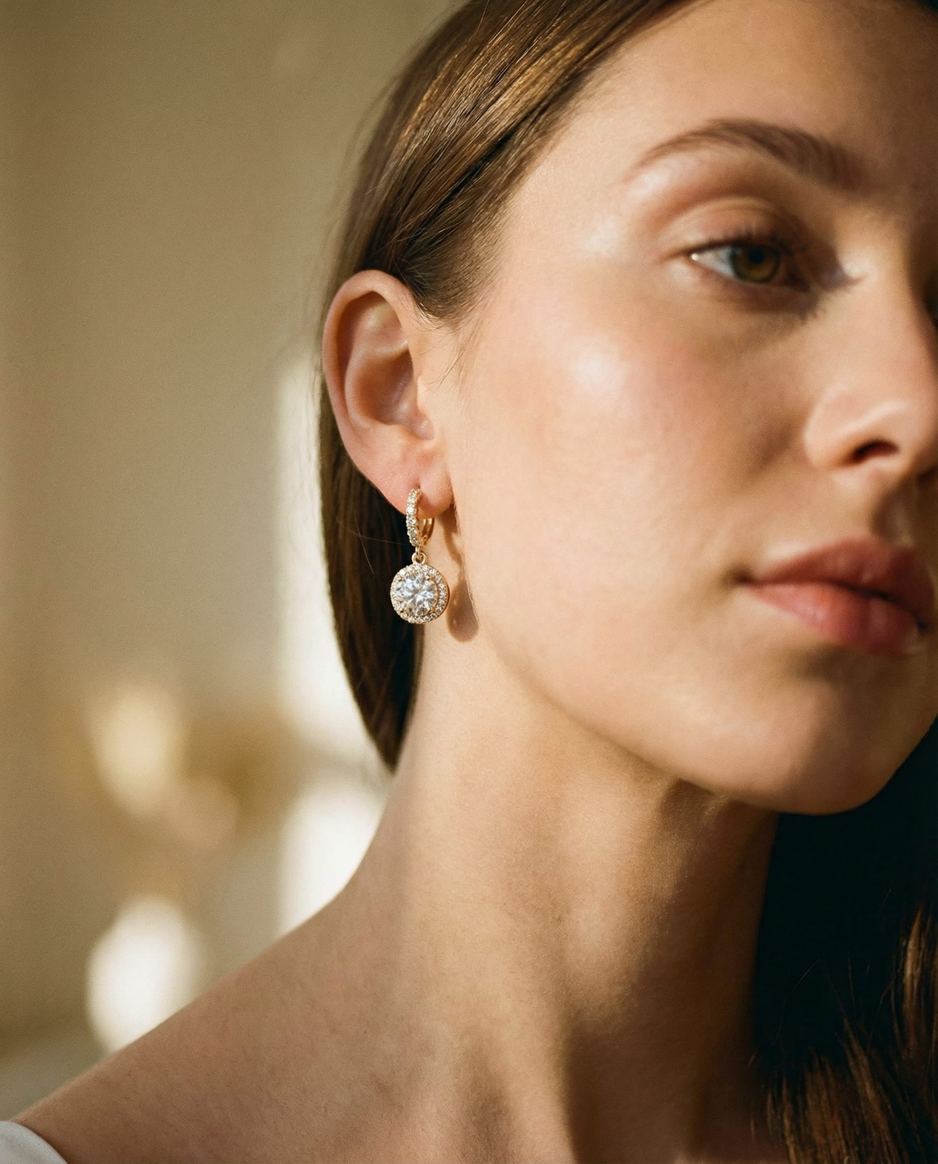 Round Moissanite Drop Earrings