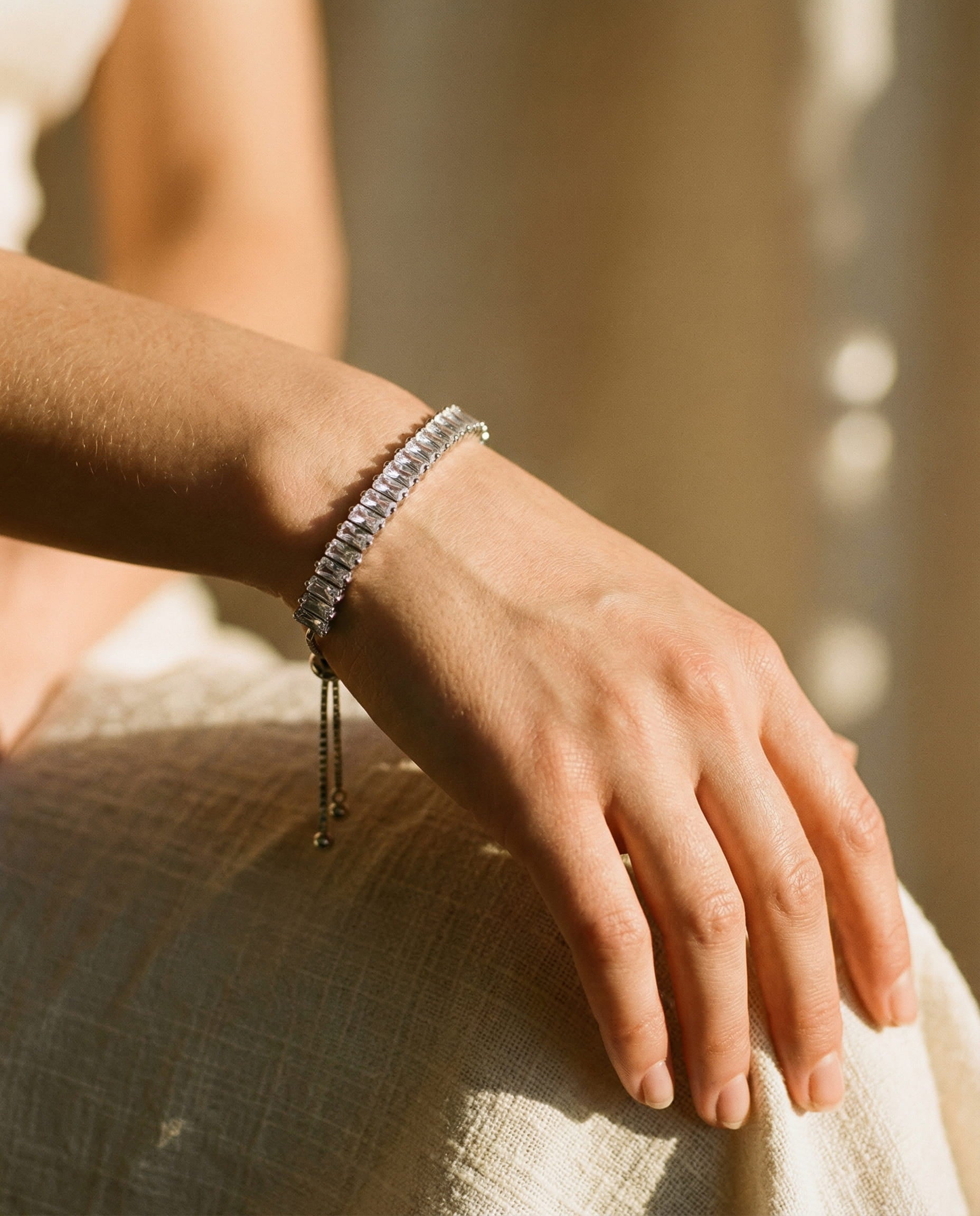 Gold and Silver Cubic Zirconia Adjustable Bracelet