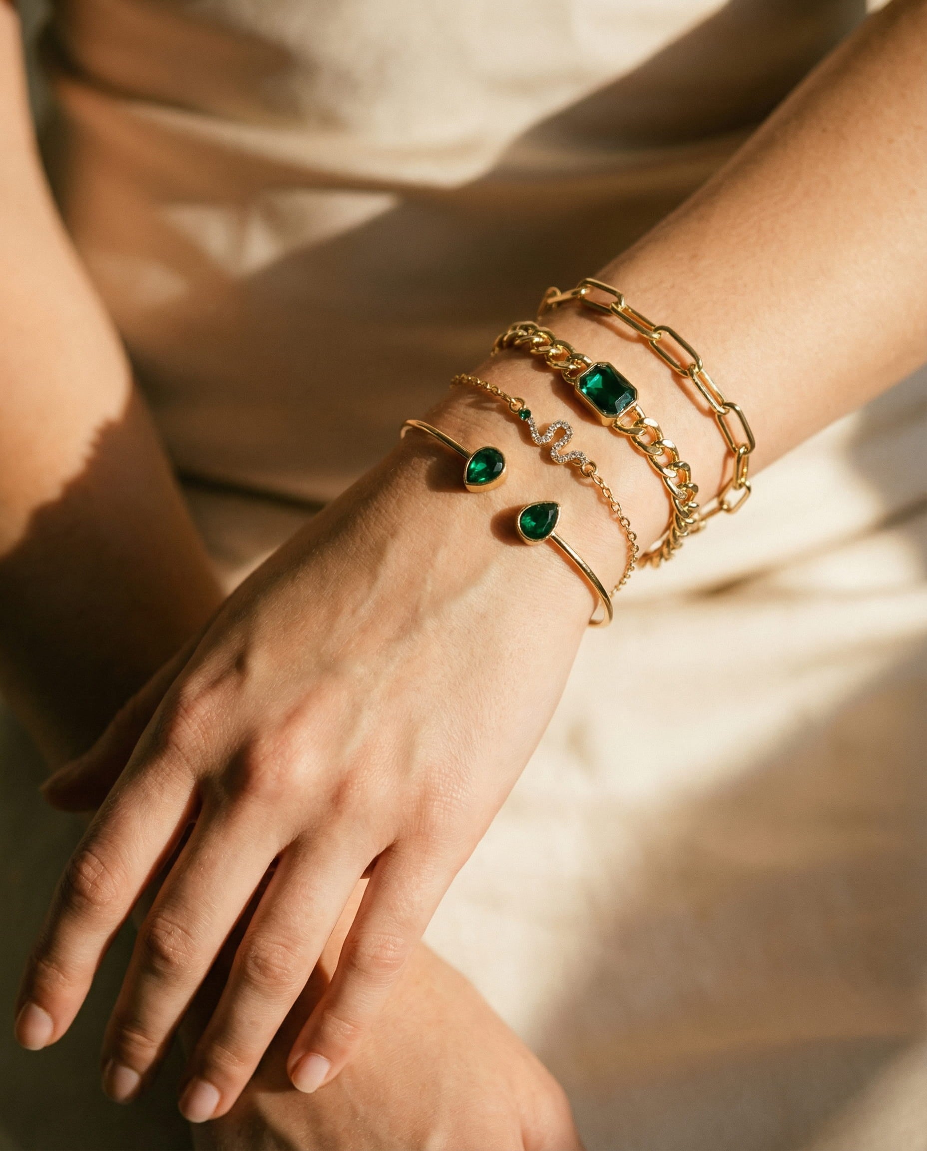 Green Crystal Bracelet Set