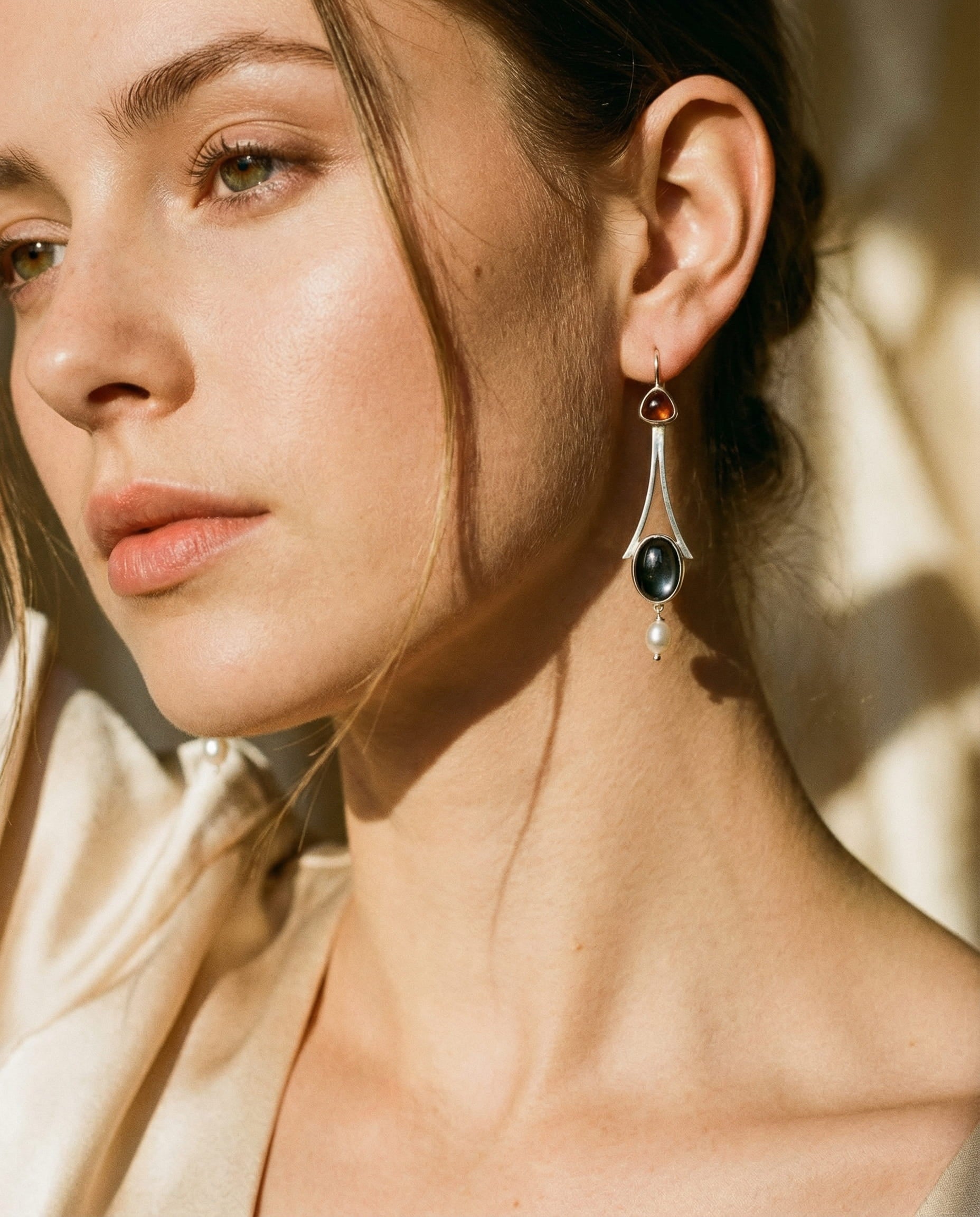 Vintage Red Crystal and Pearl Earrings