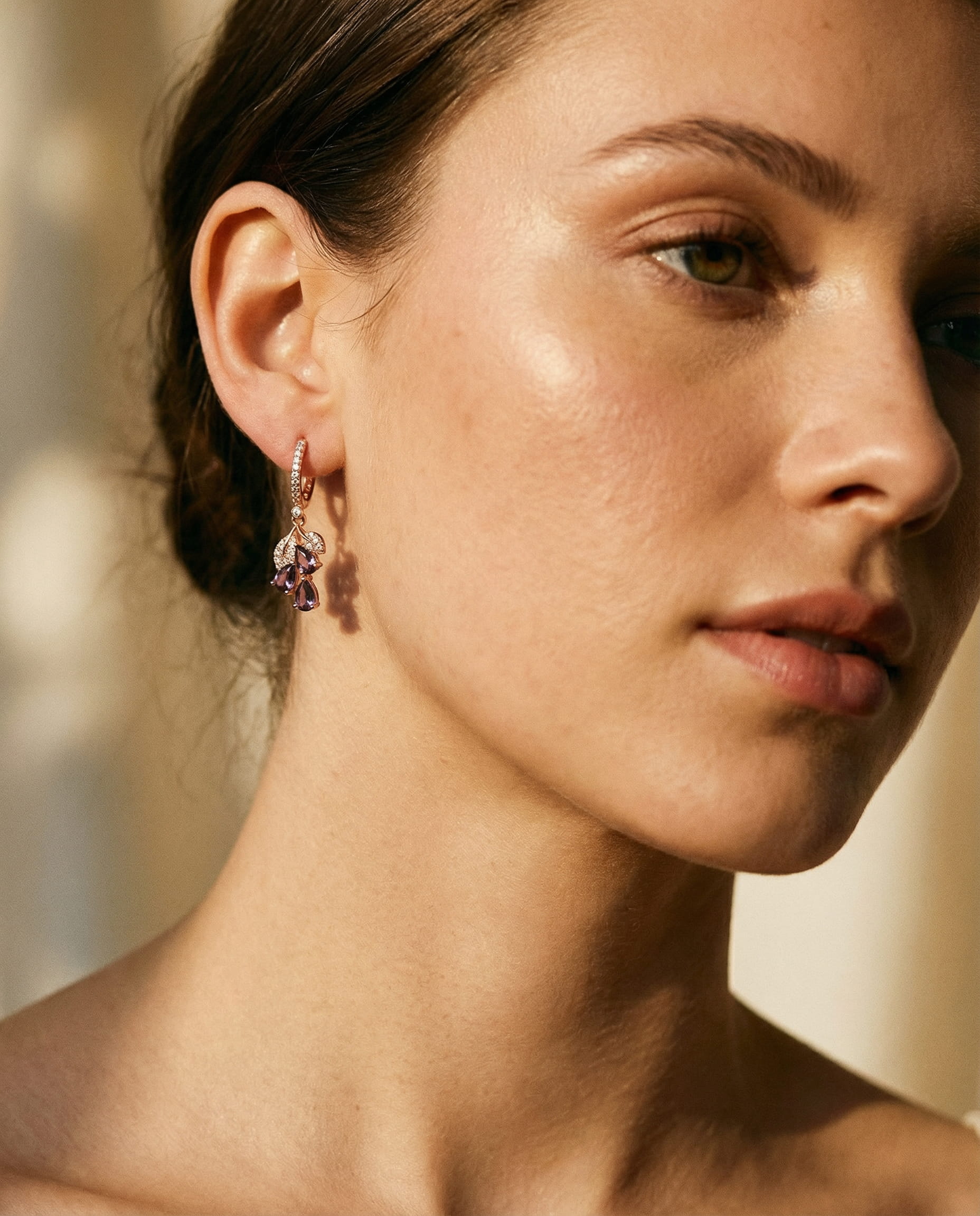 Elegant Gold Garnet Crystal Earrings