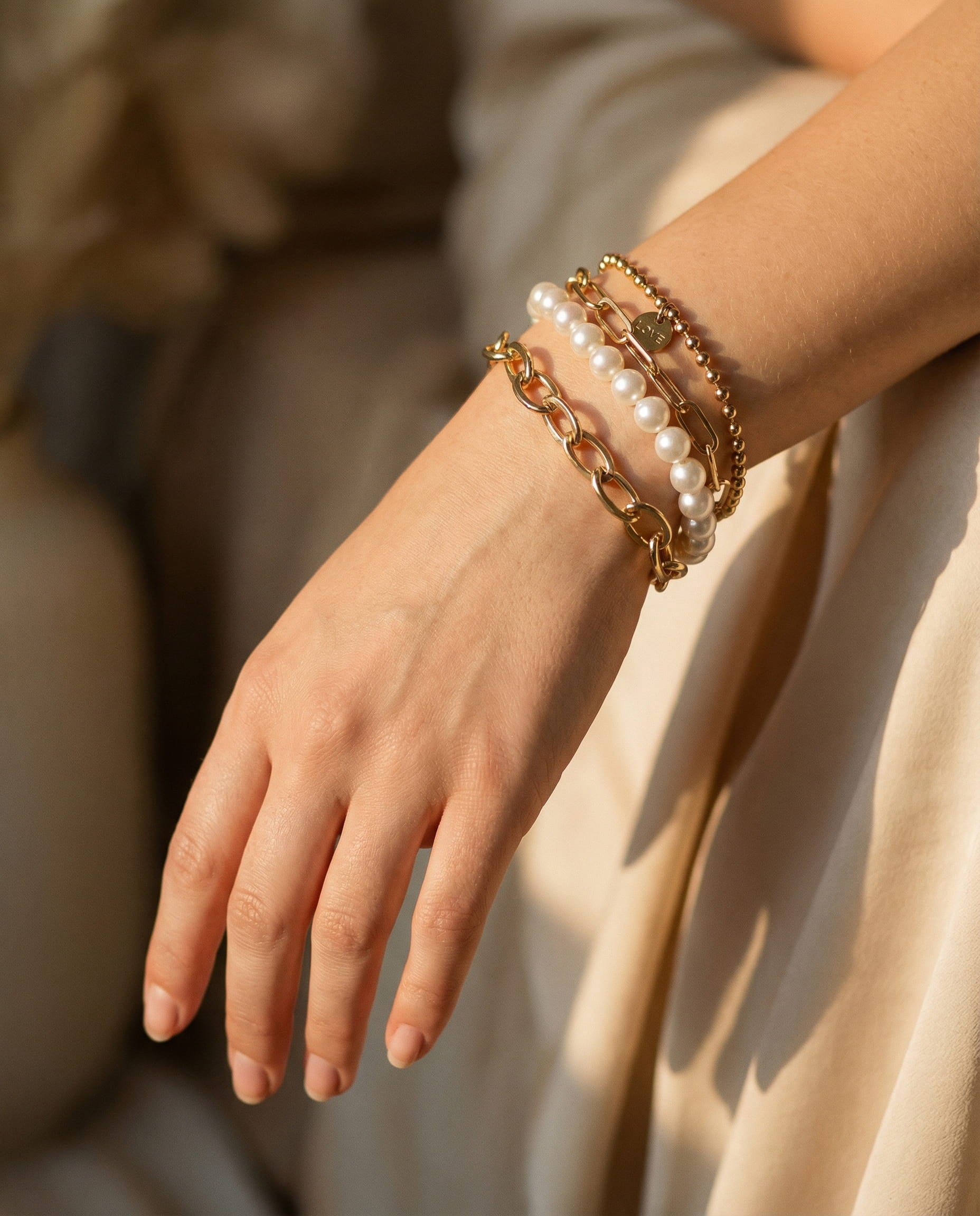 Gold Pearl Bracelets