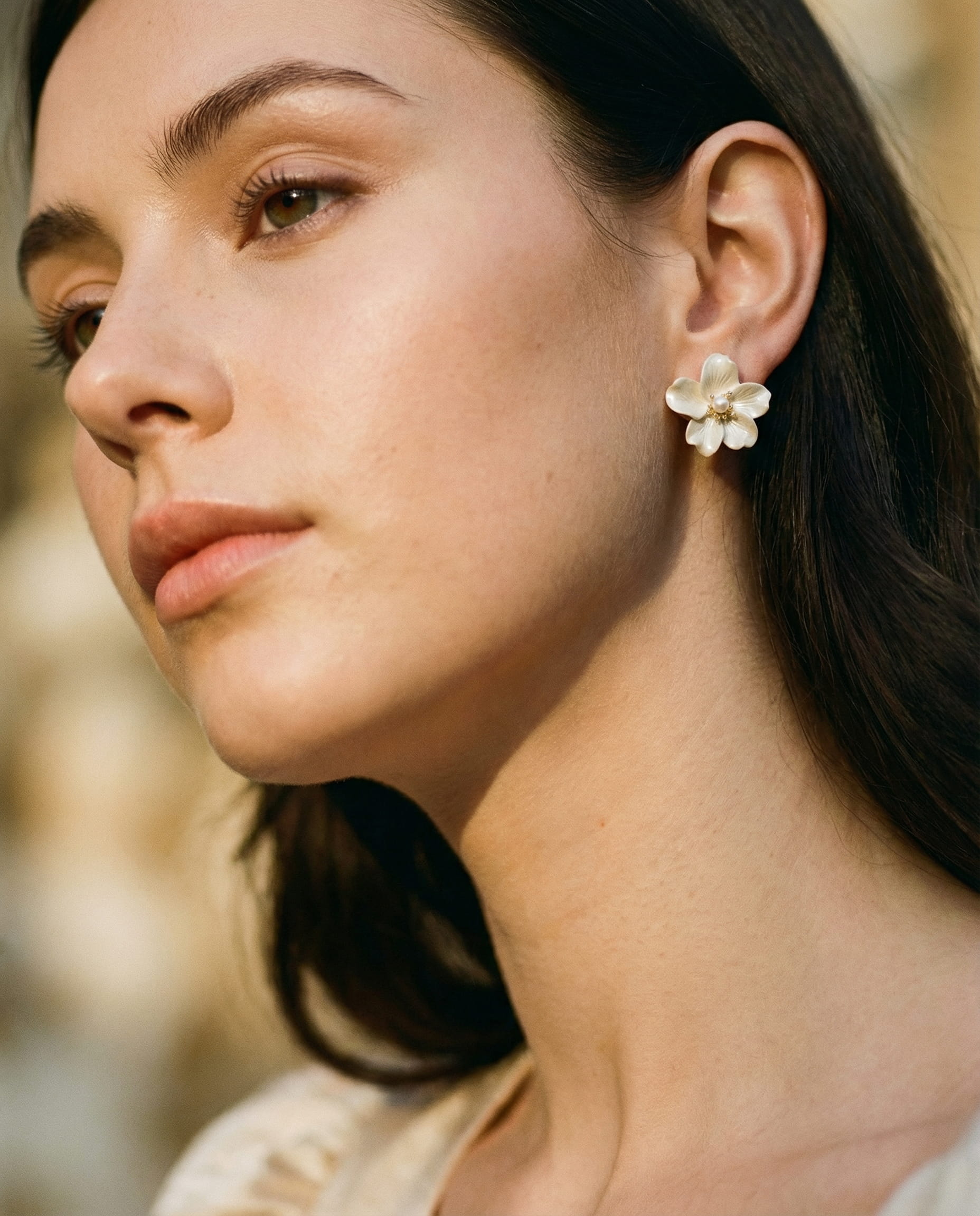 White Flower Earrings