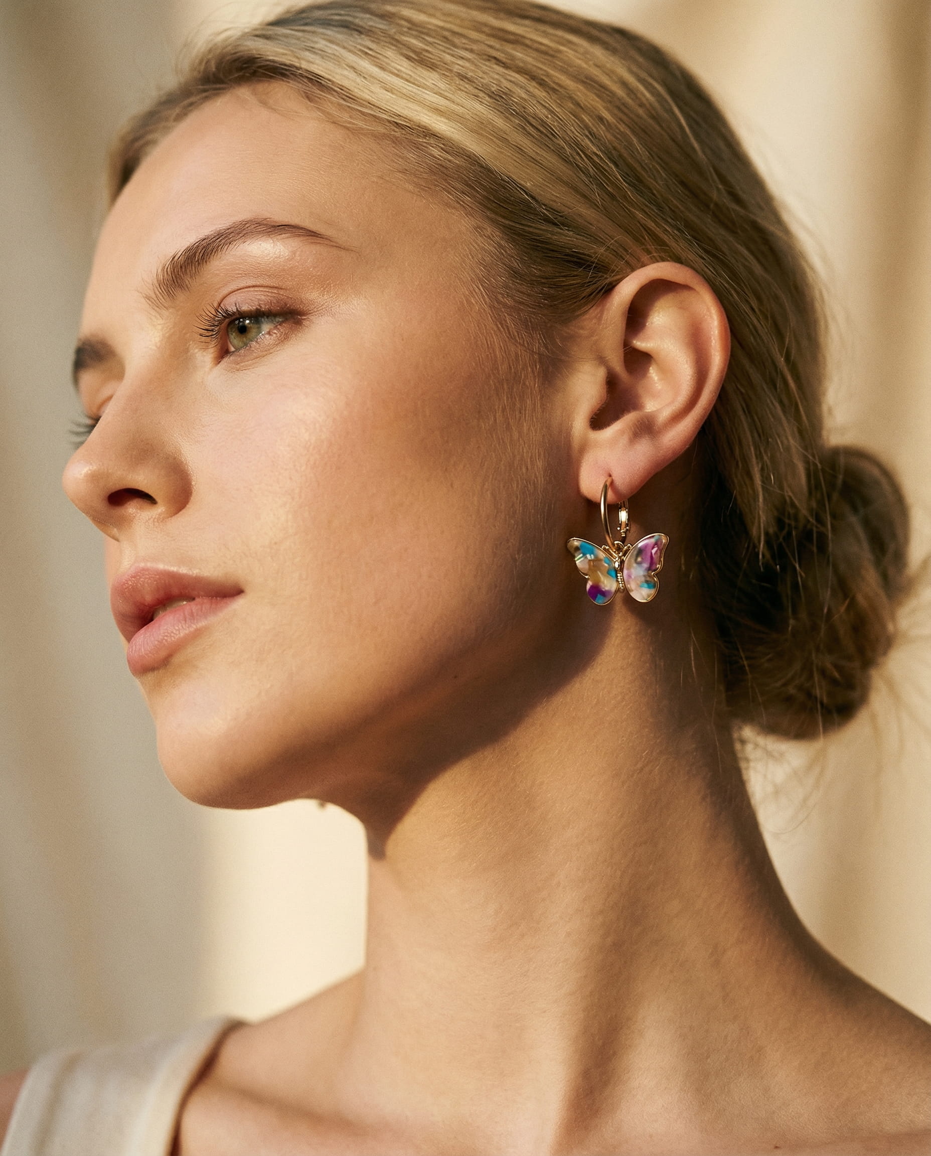 Hand-Painted Enamel Crystal Butterfly Earrings