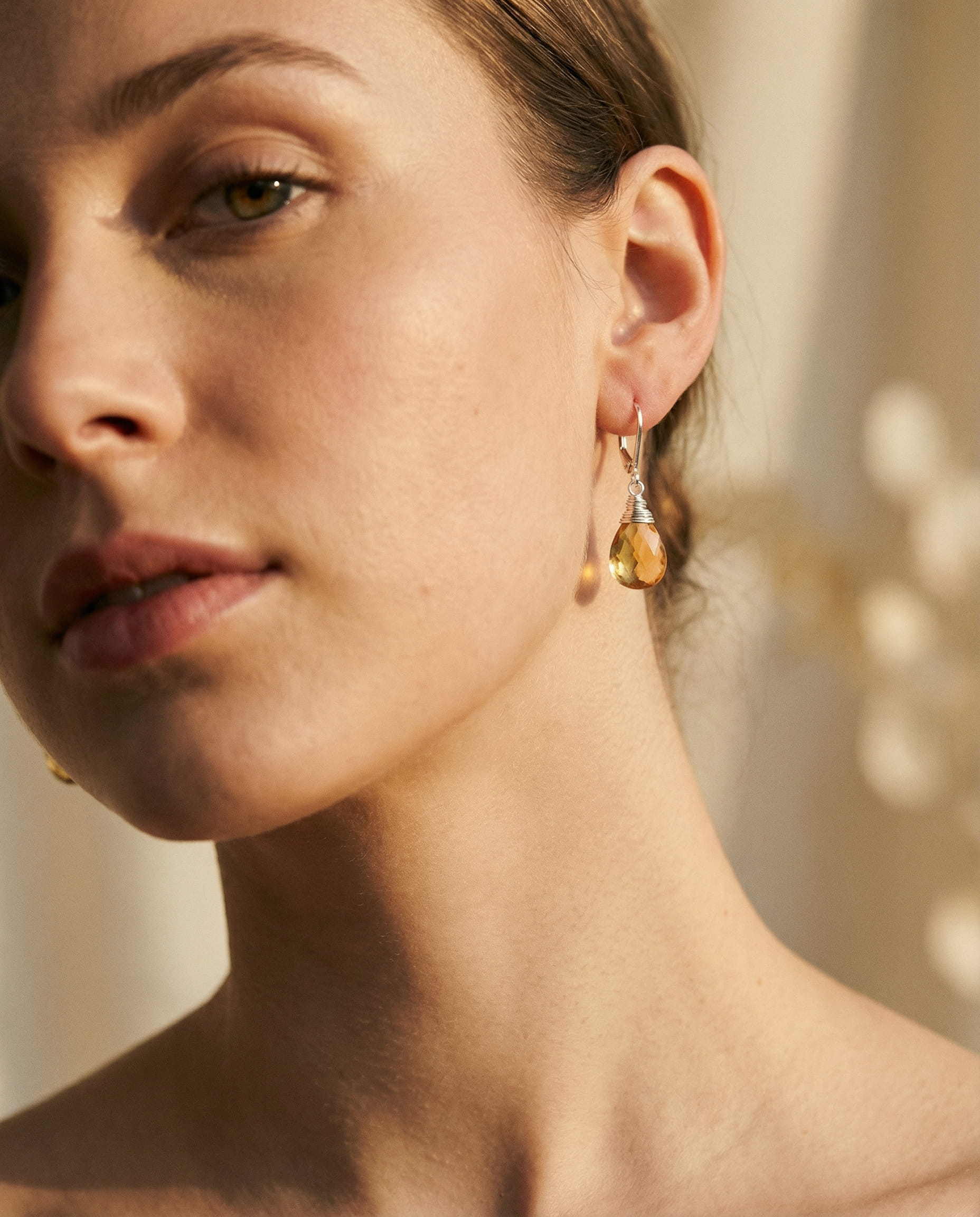 Vintage Yellow Crystal Drop Earrings