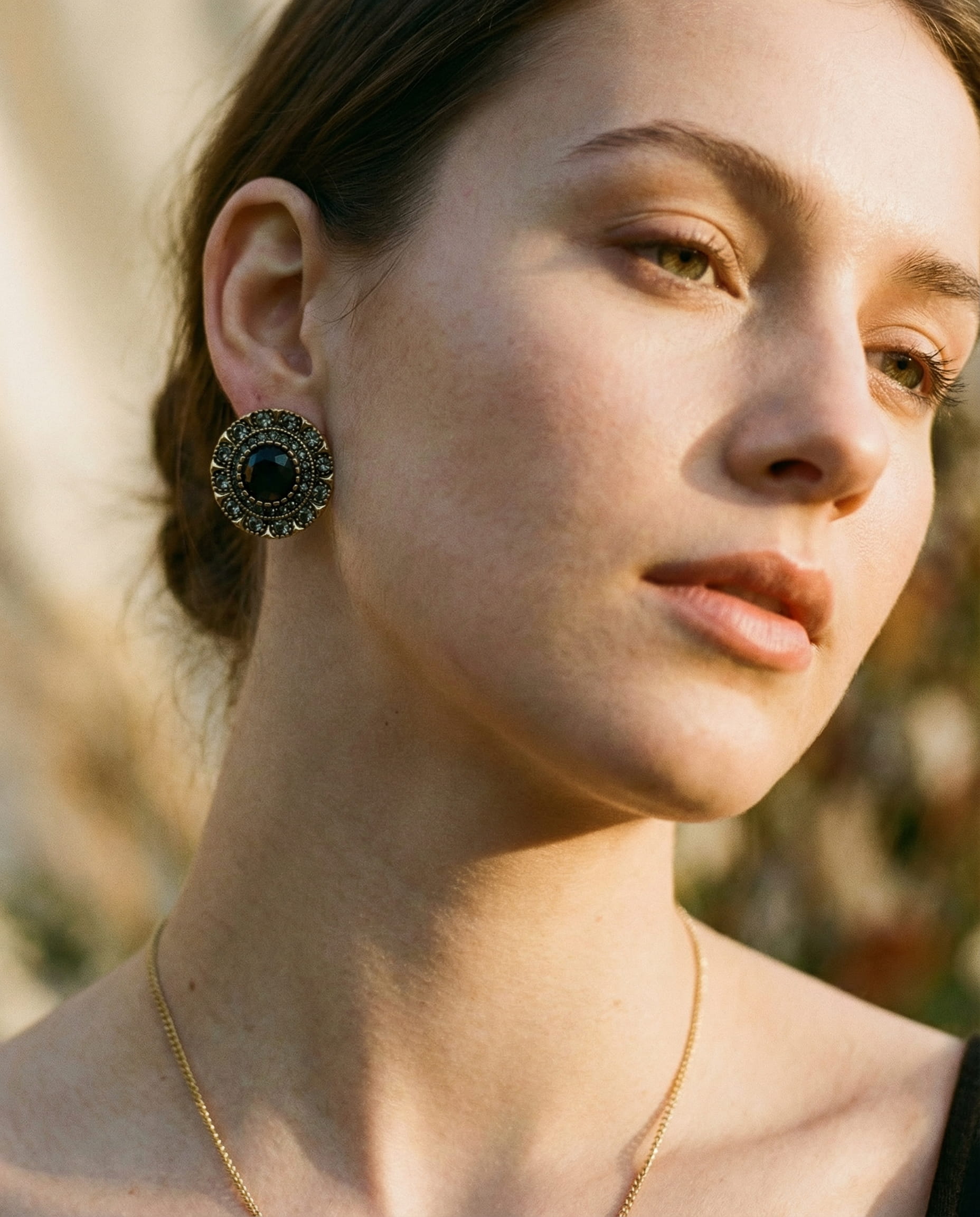 Elegant Round Black Crystal Earrings