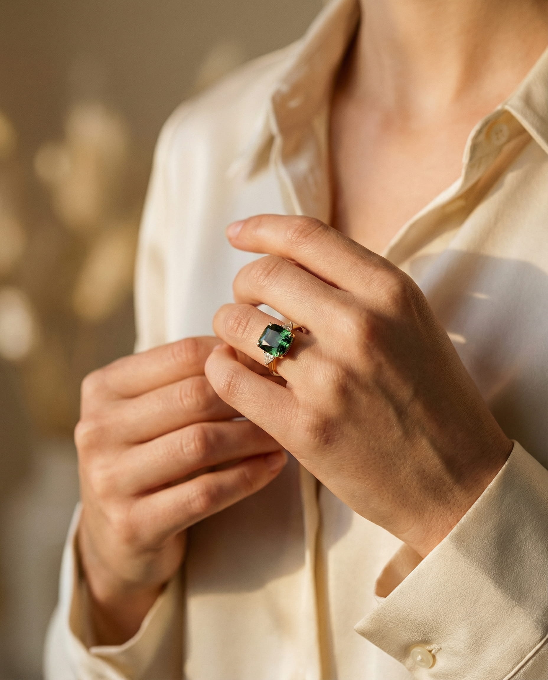 Elegant Square Emerald Ring