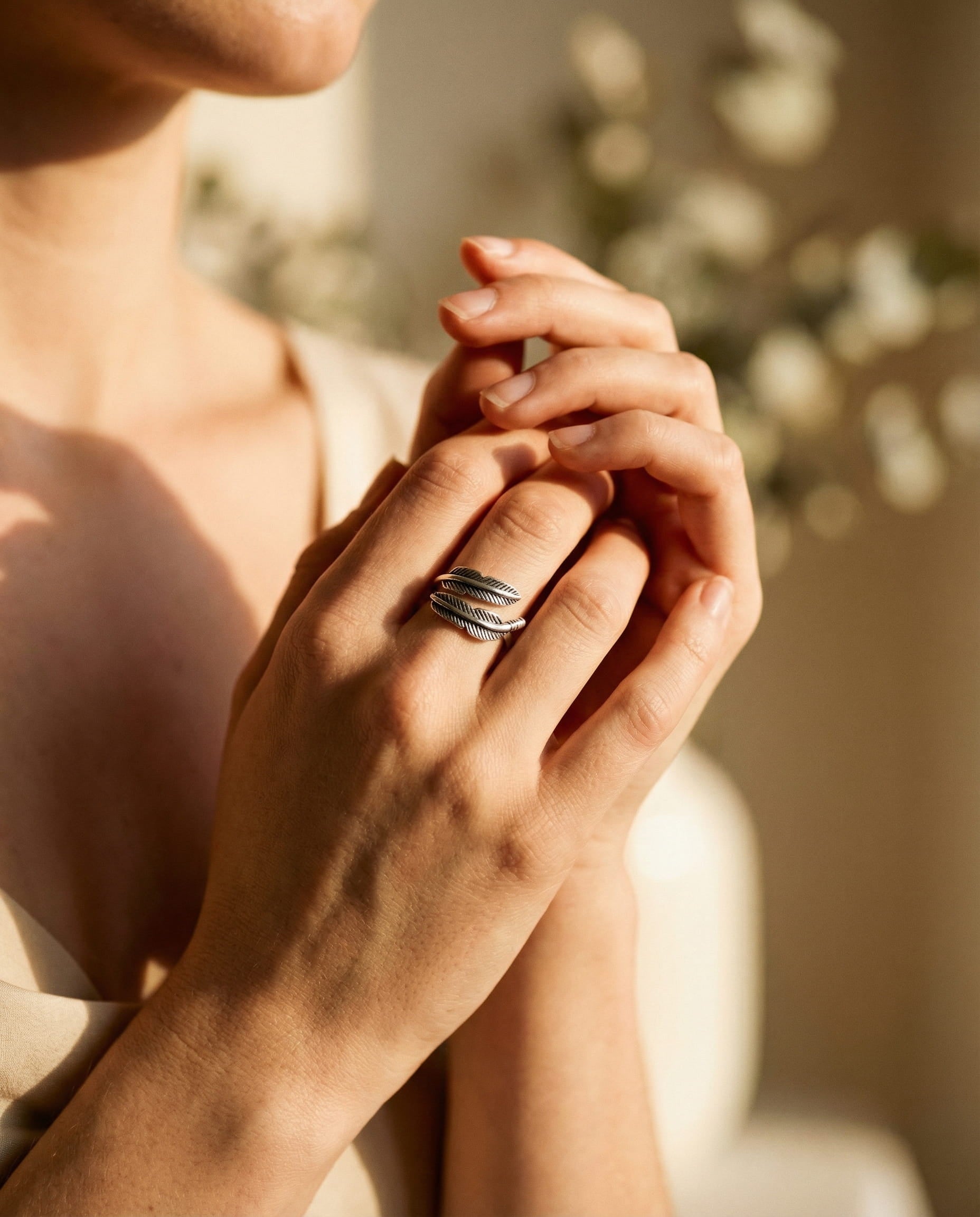 Angel's Feather - Adjustable Memorial Ring