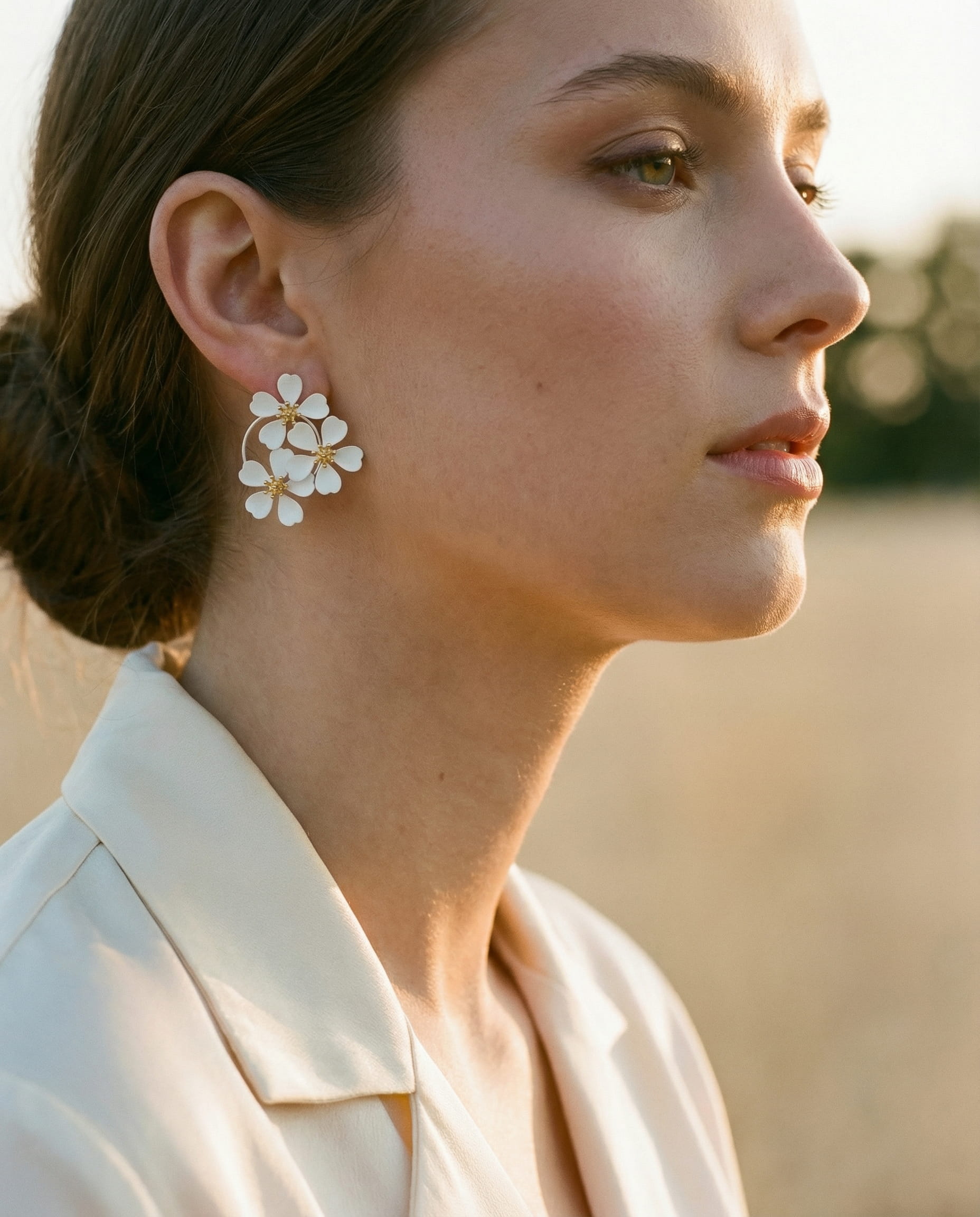 Vintage White Flower Earrings