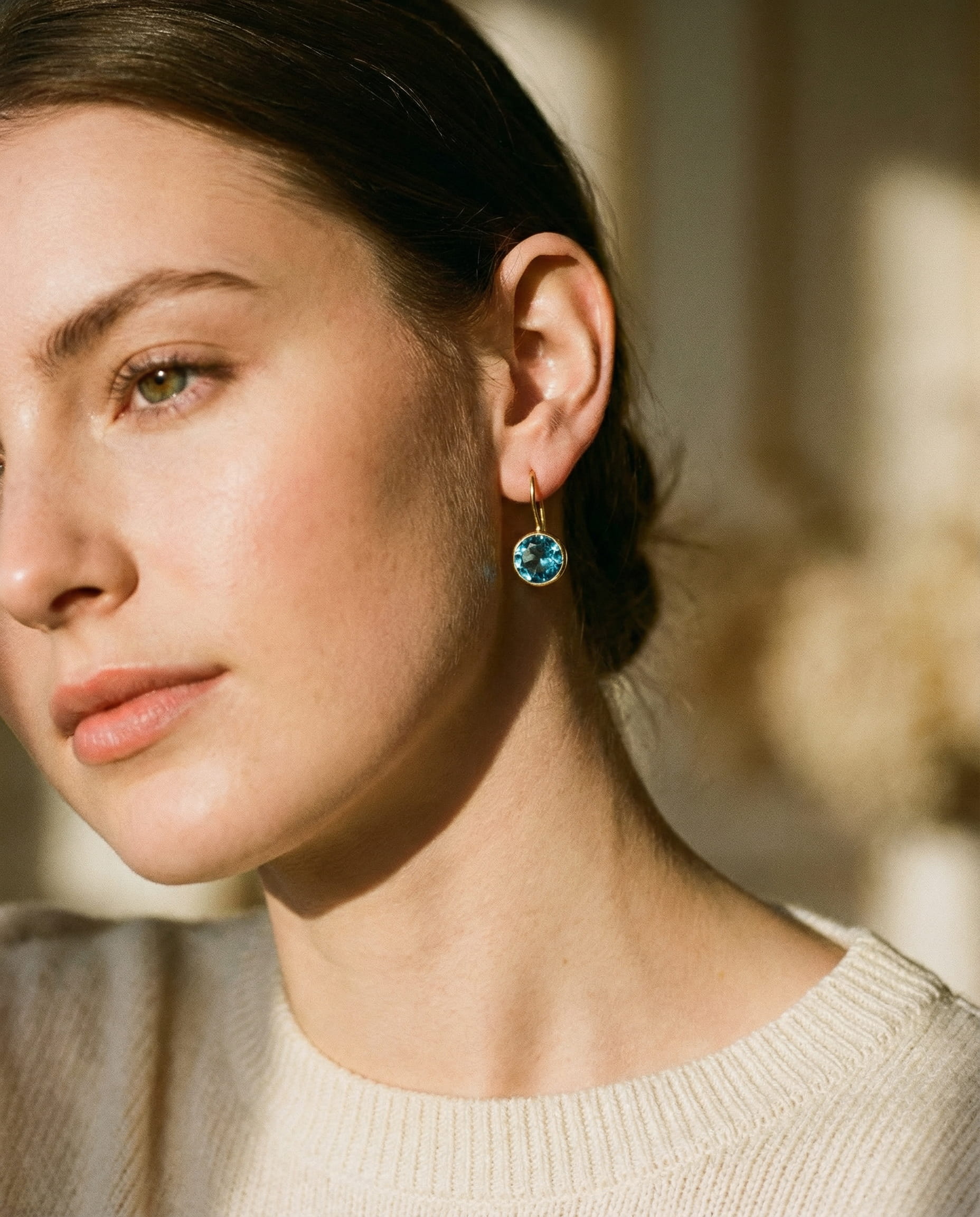 Vintage Gold Blue Crystal Earrings