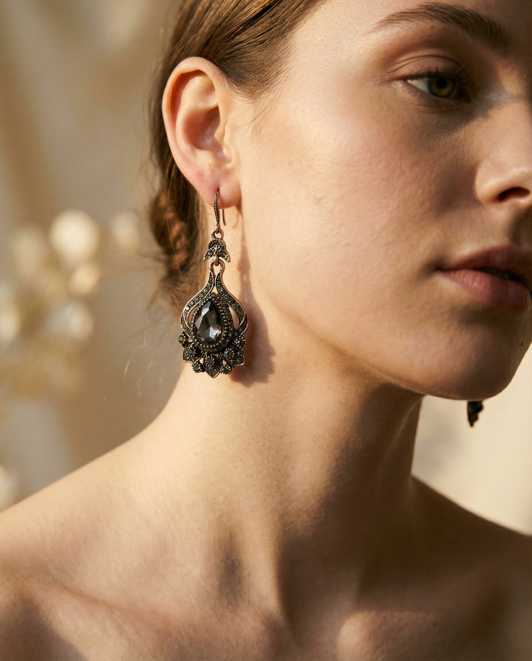 Elegant Black Crystal Mandala Earrings