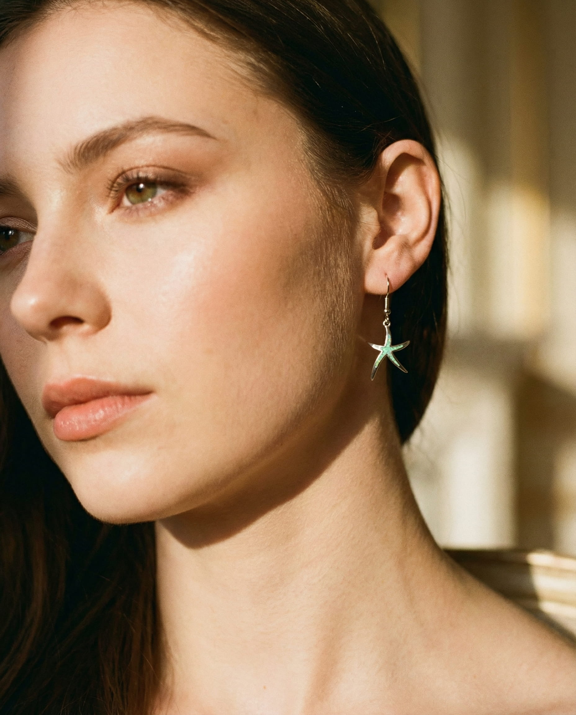 Starfish Earrings in Opal and Silver