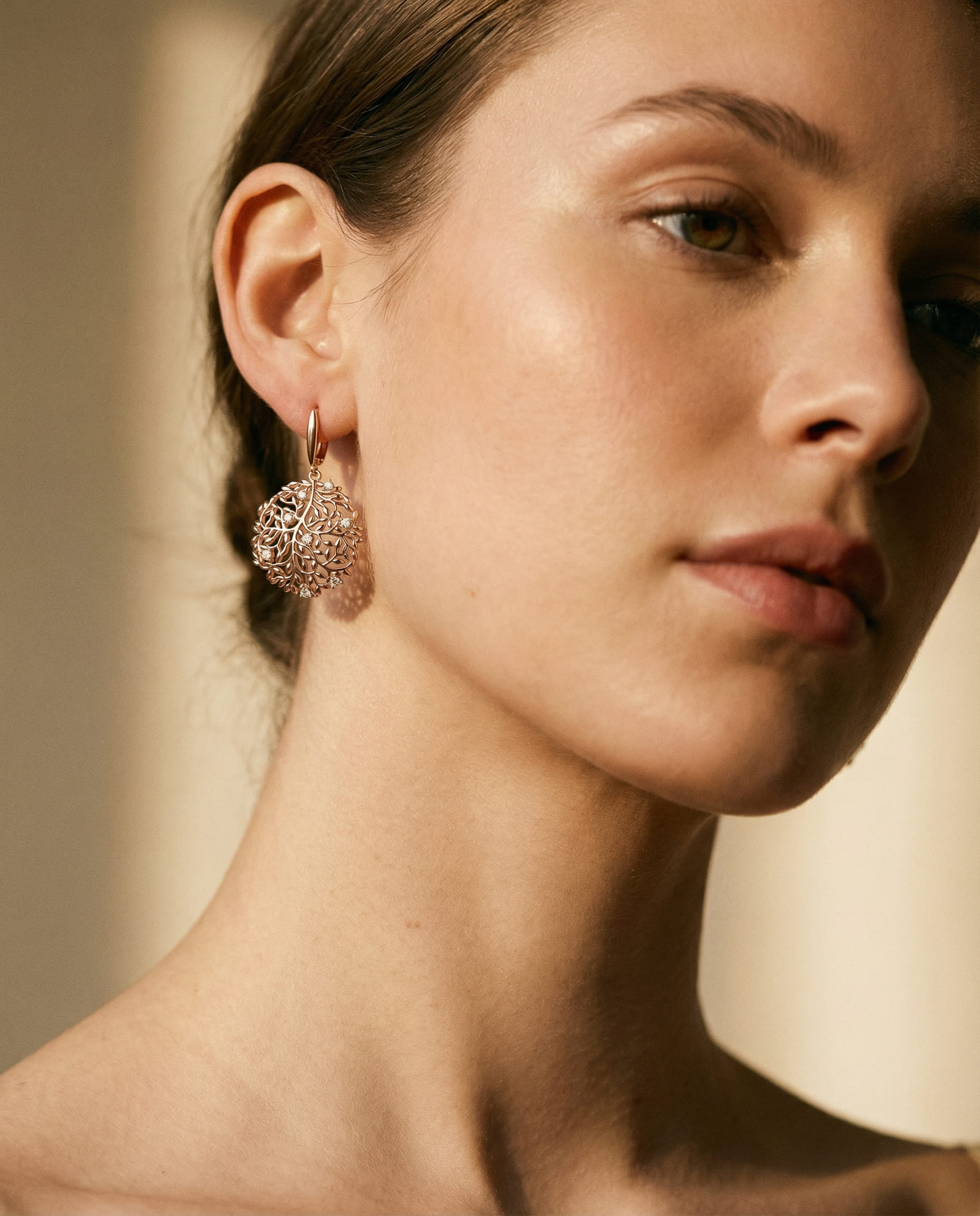 Elegant Round Branch Earrings with Cubic Zirconia