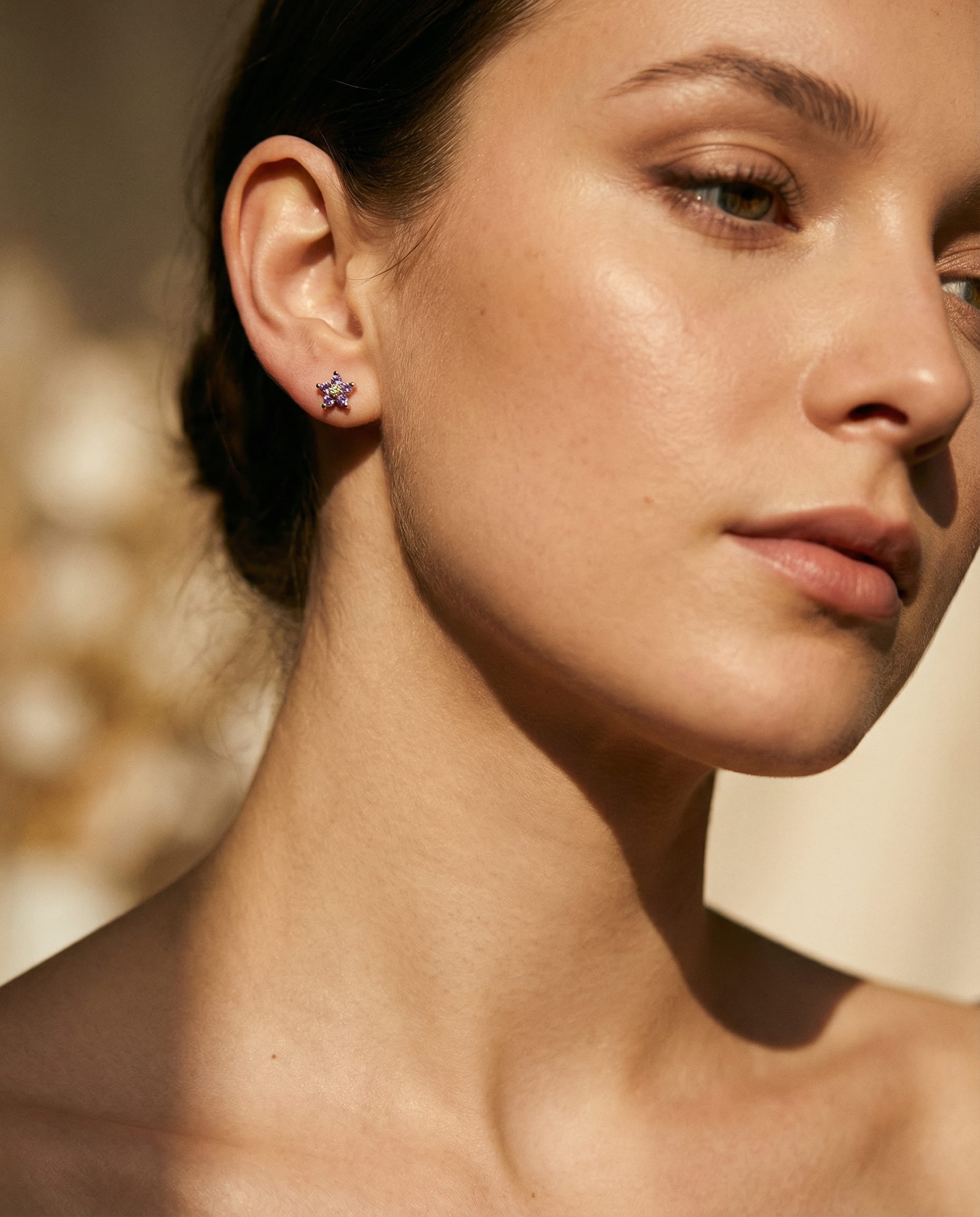 Stud Earrings with Delicate Flower