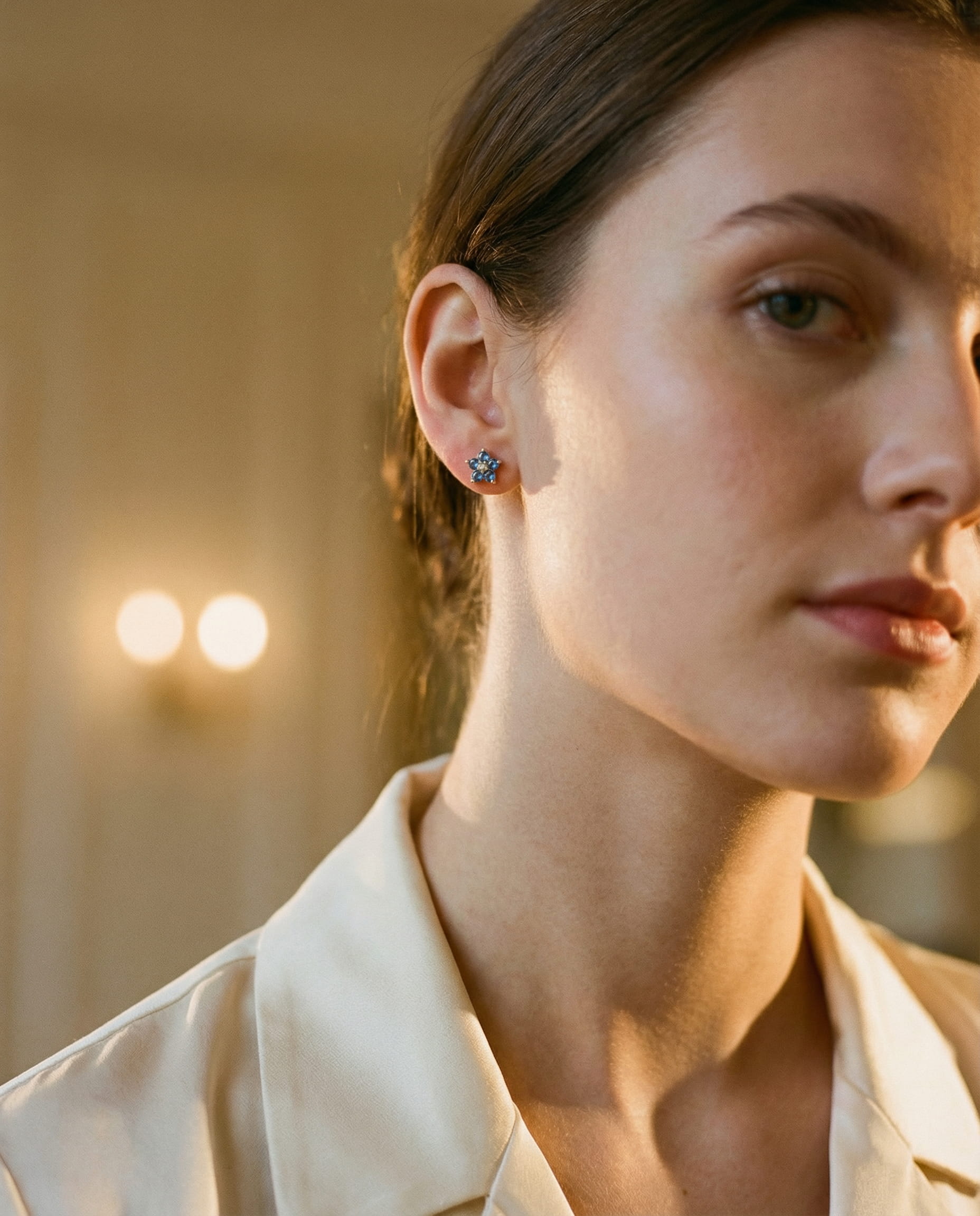 Stud Earrings with Delicate Flower