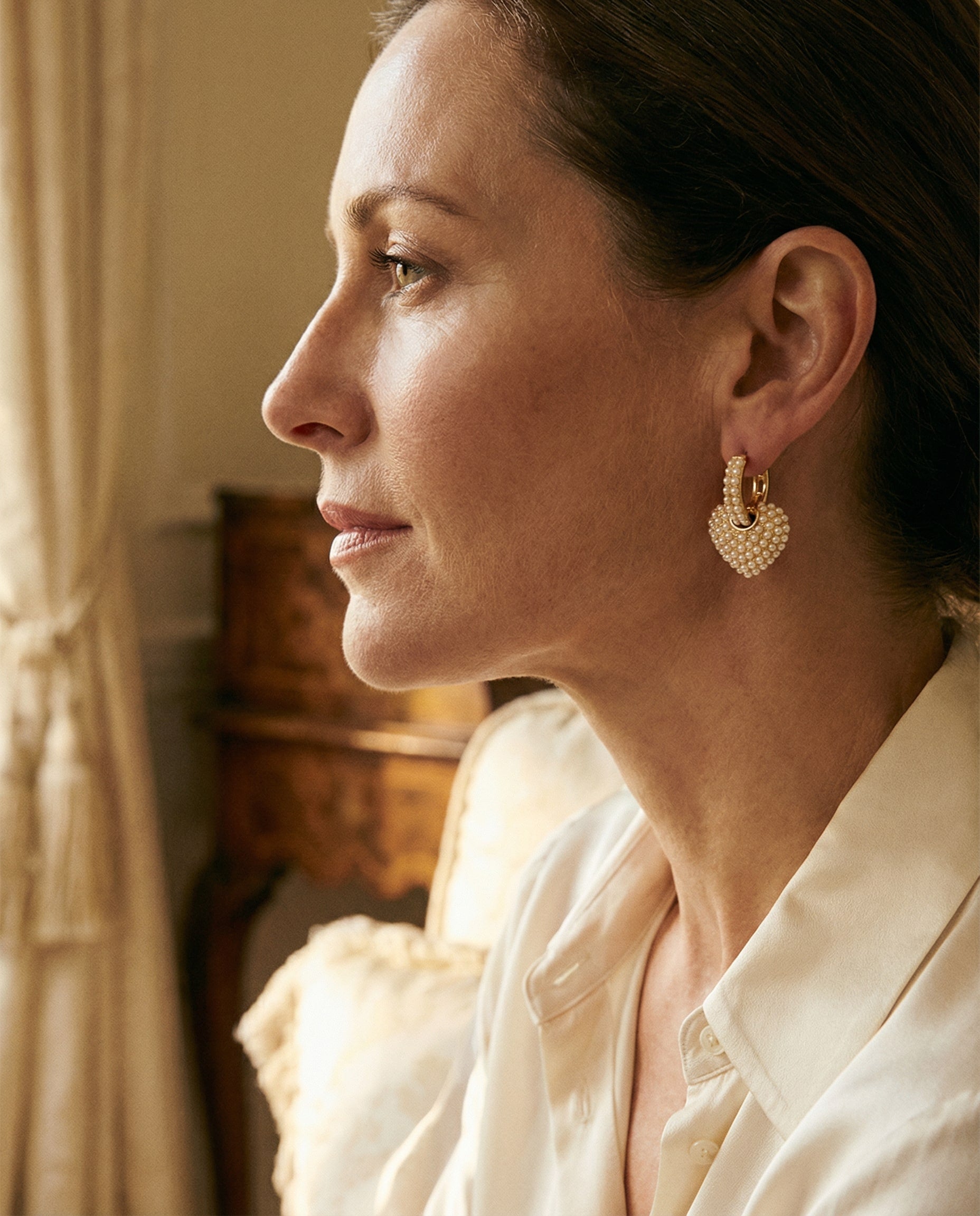 Gold Love Pearl Earrings