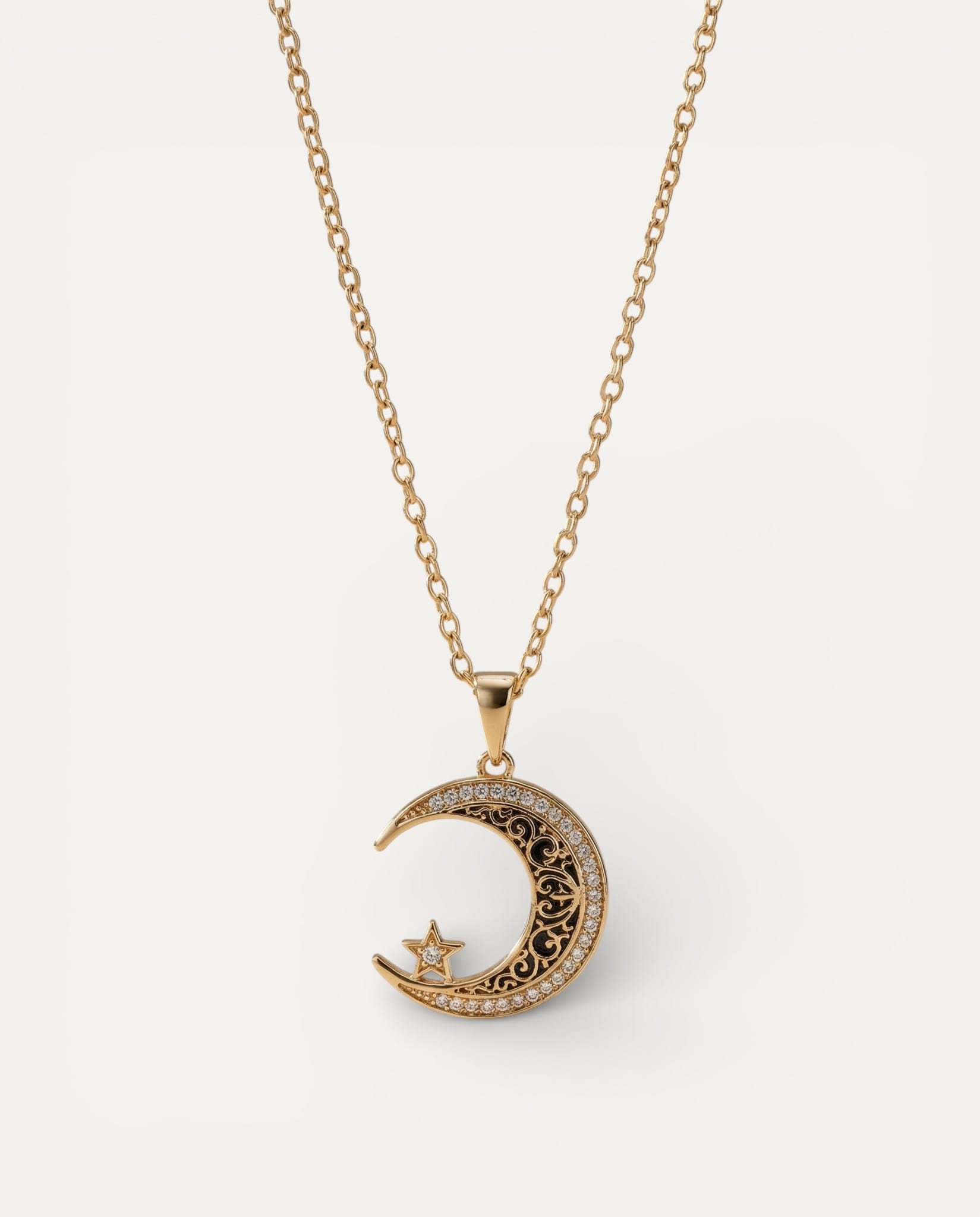 Elegant Sparkling Moon Necklace