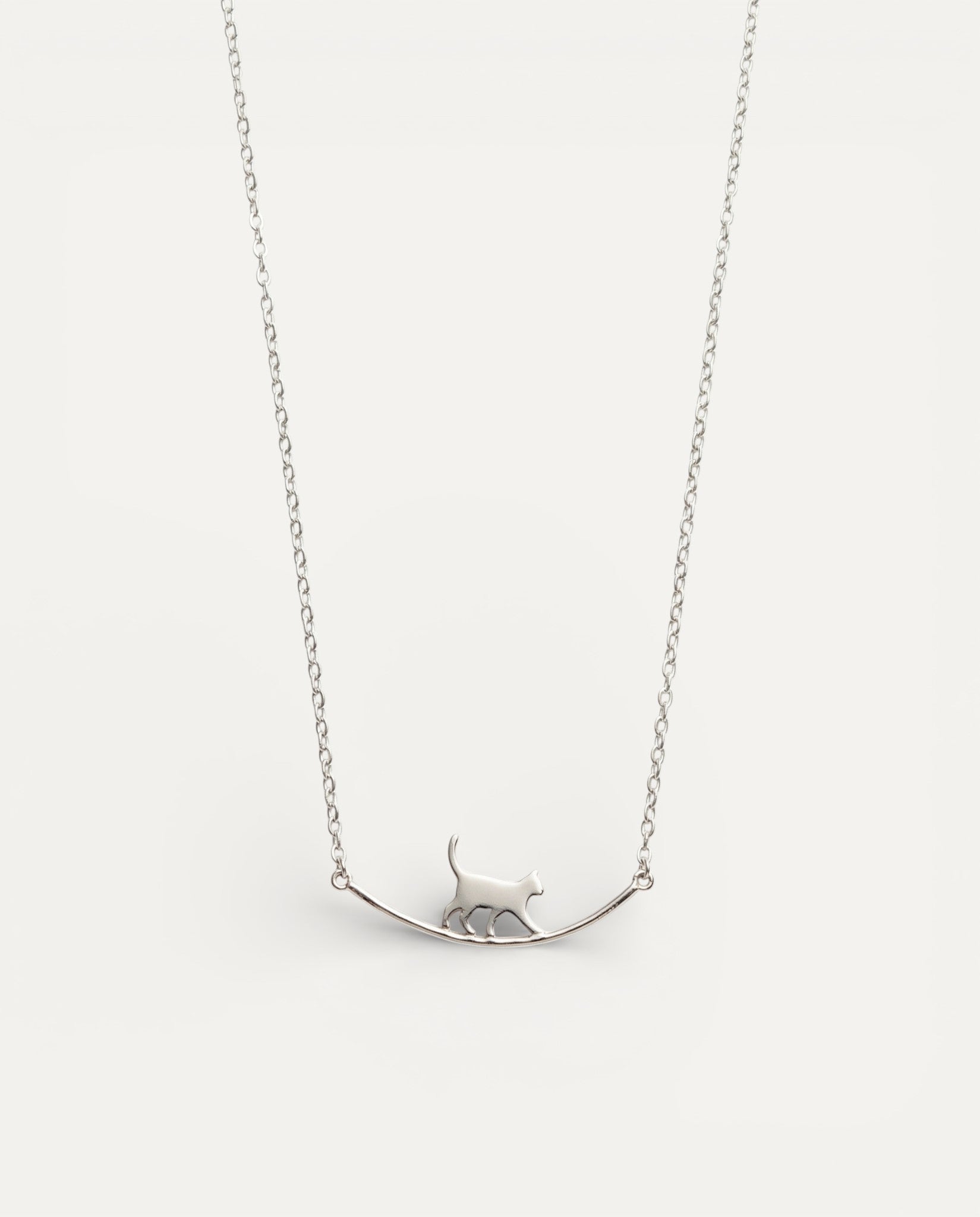 Climbing Cat Necklace in Silver
