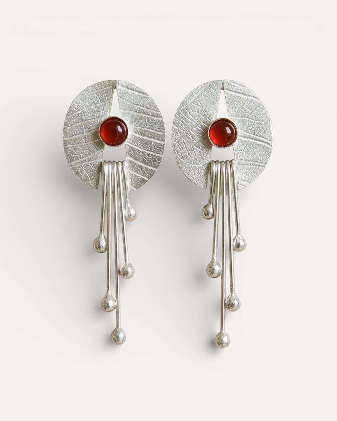 Hollow Red Stone Drop Earrings