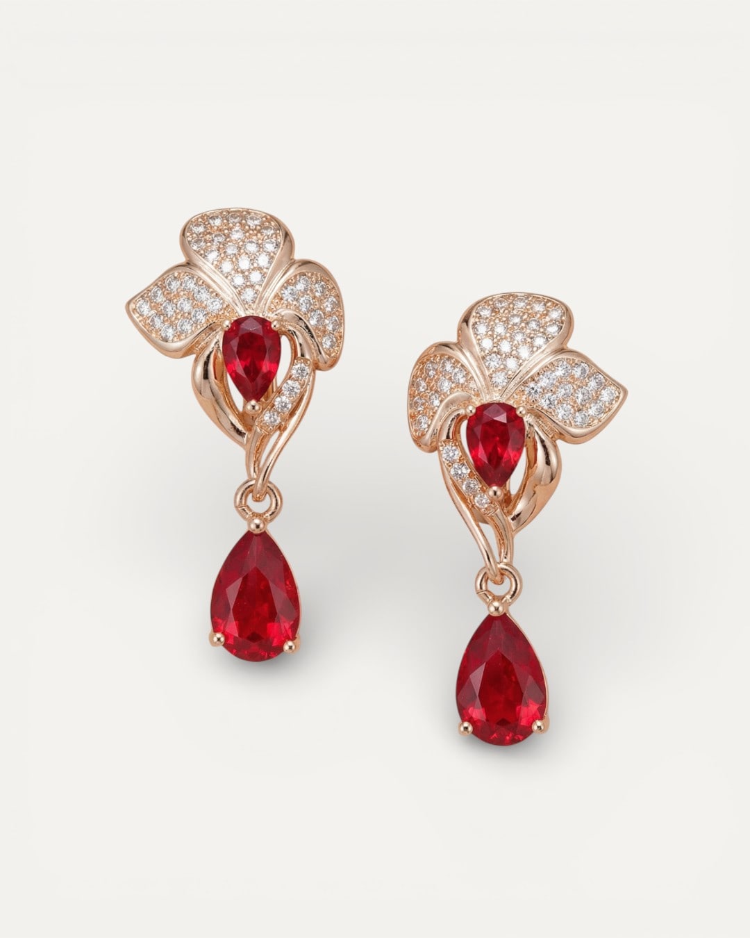 Elegant Red Crystal Drop Earrings
