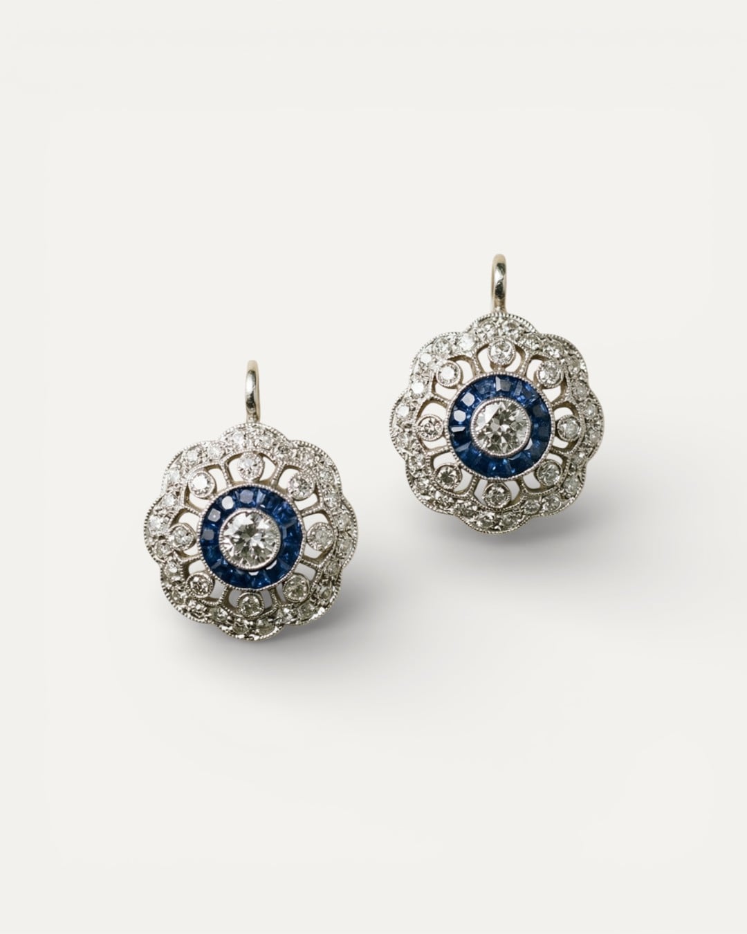 Blue Cubic Zirconia Mandala Earrings