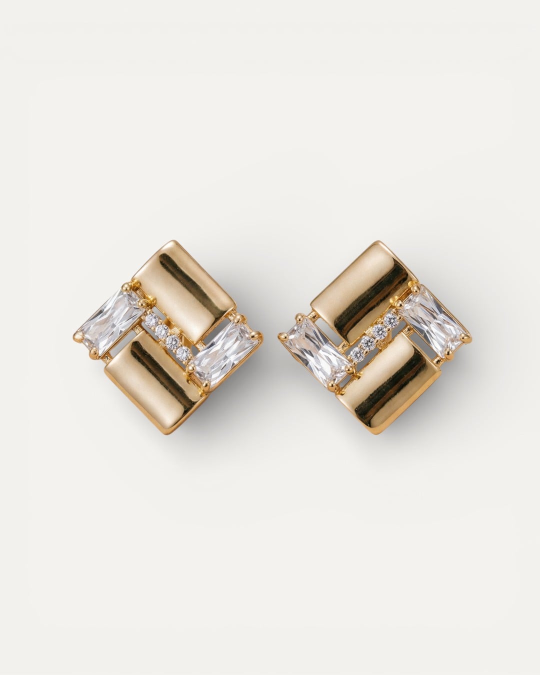 Elegant Gold Geometric Cubic Zirconia Earrings