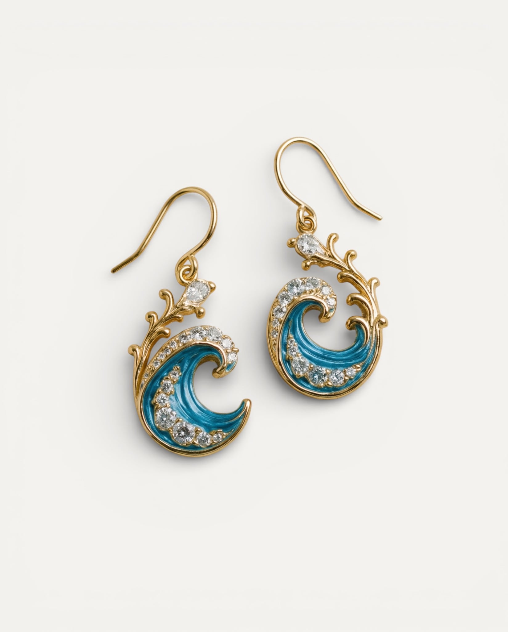 Gold Sparkling Ocean Wave Earrings