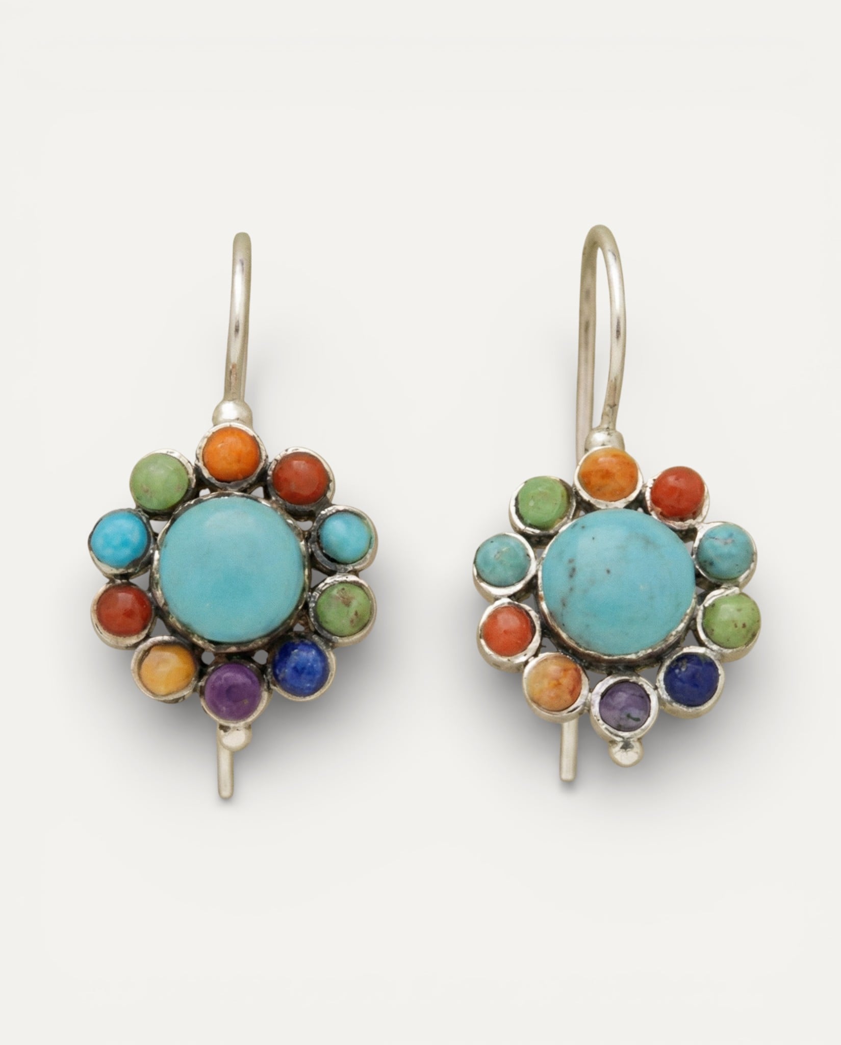 Multicoloured Stone Flower Earrings