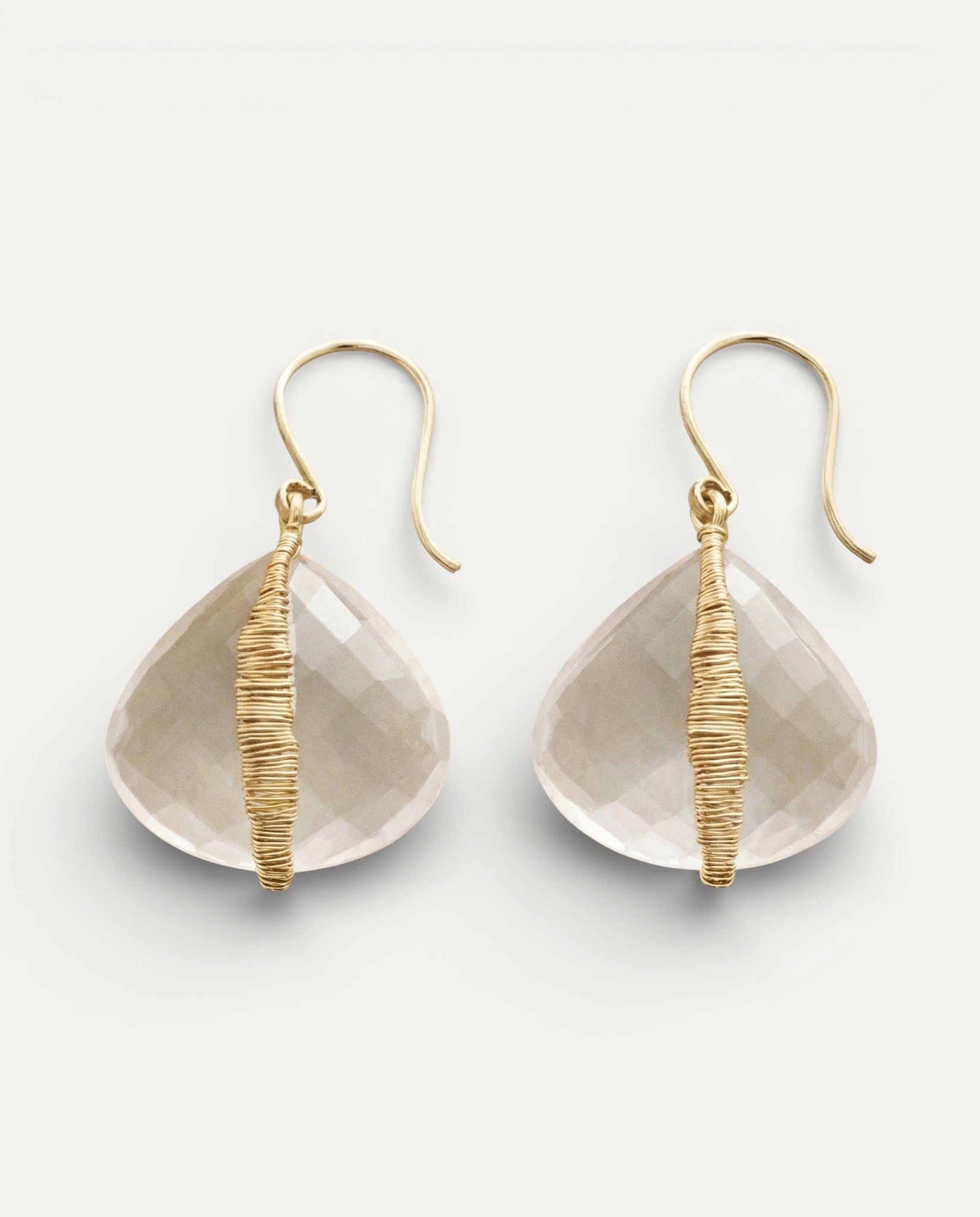 Handcrafted Gold White Crystal Earrings