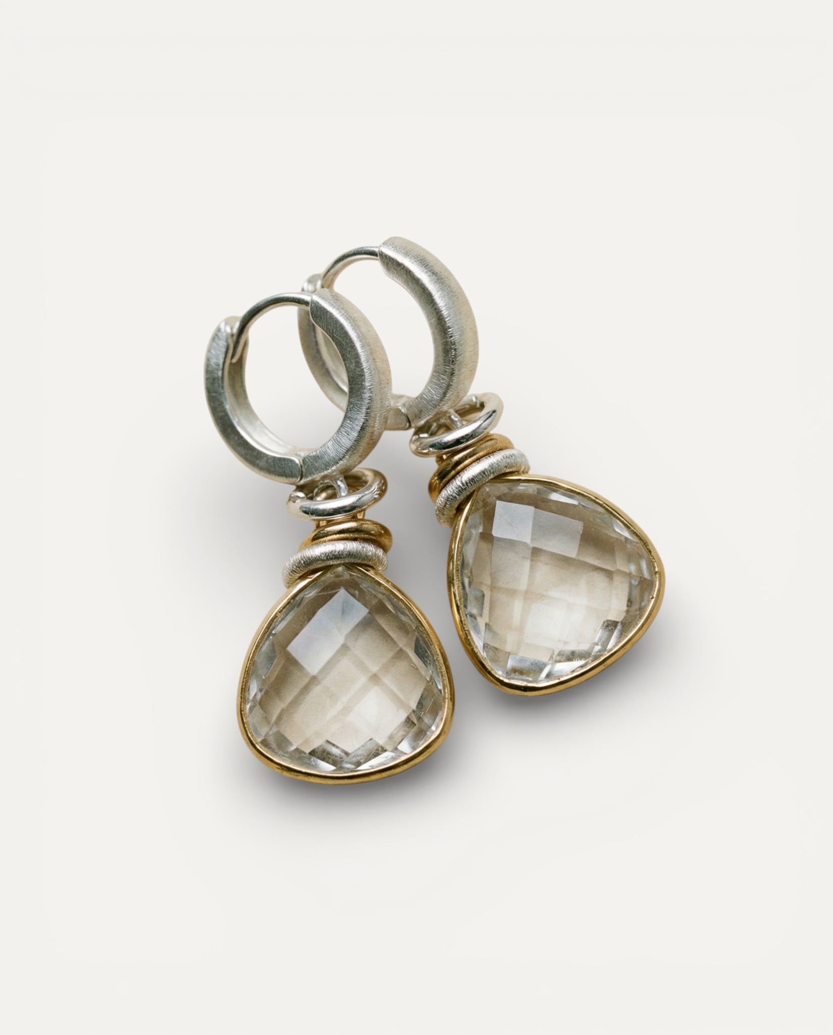 Vintage Gold White Glass Earrings