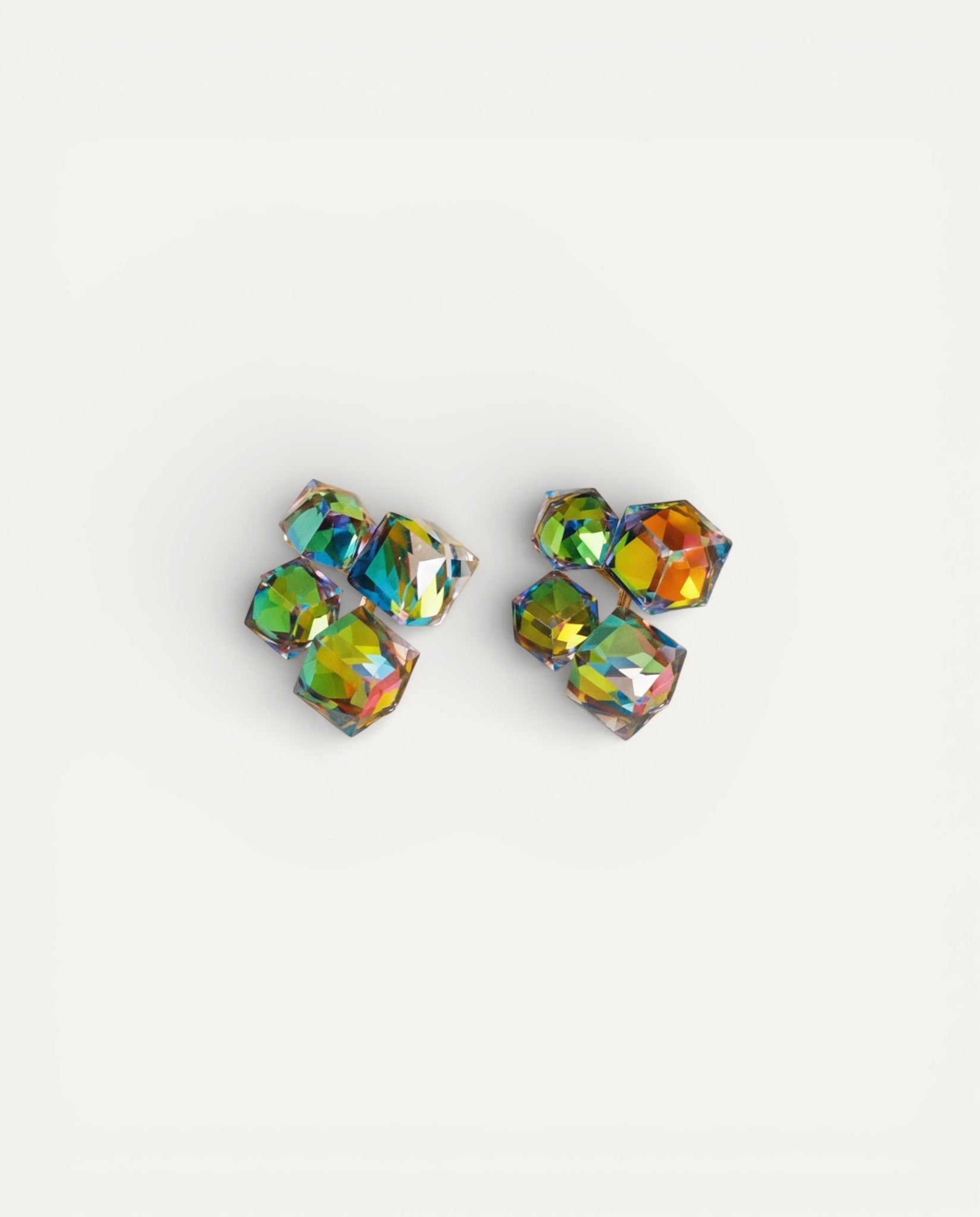 Elegant Gold Multicoloured Cubic Zirconia Earrings