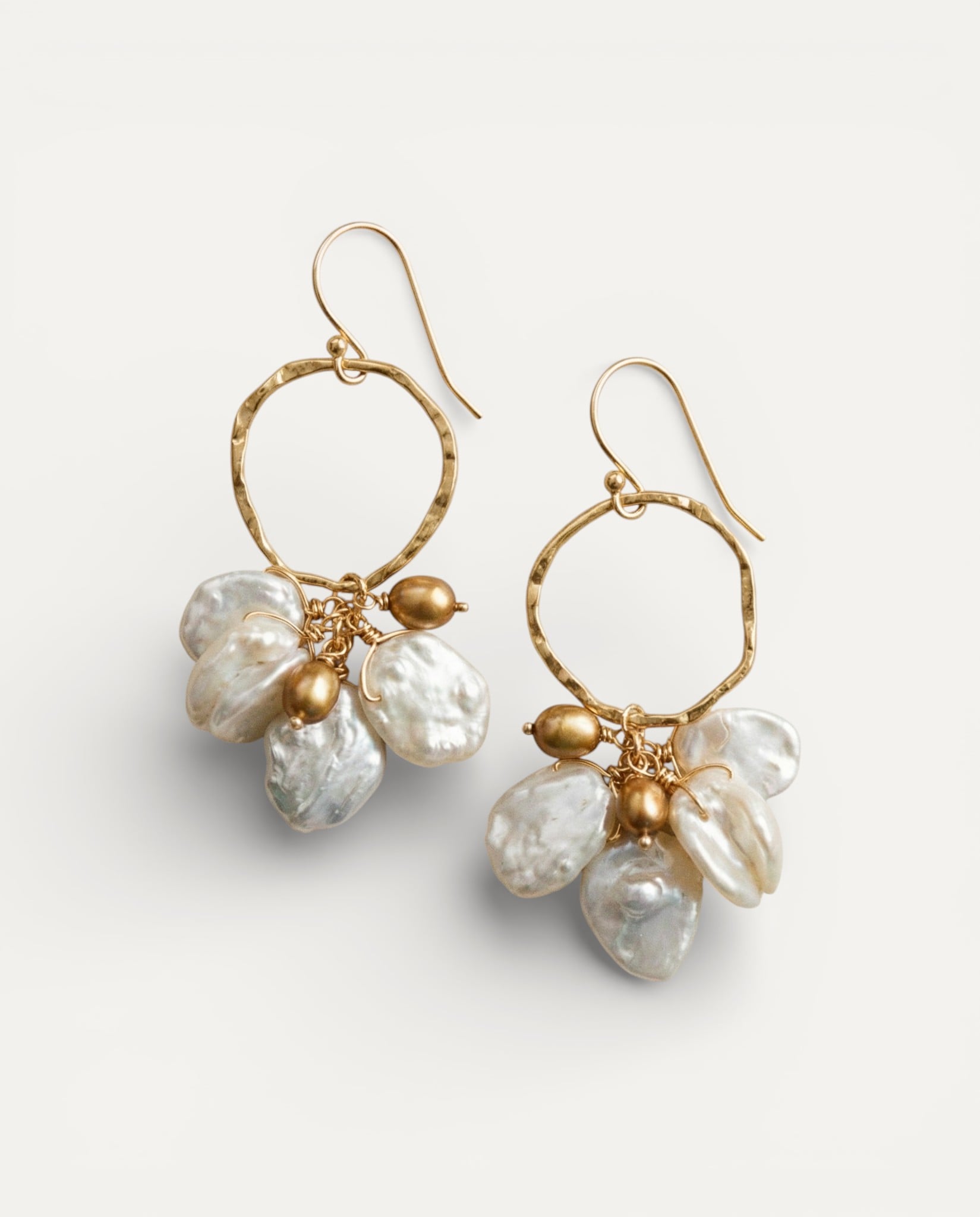 Vintage Gold Pearl and Flower Drop Earrings