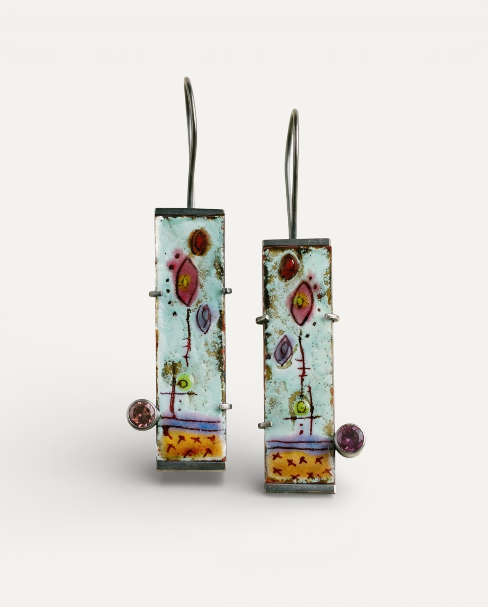 Vintage Antique Enamel Earrings