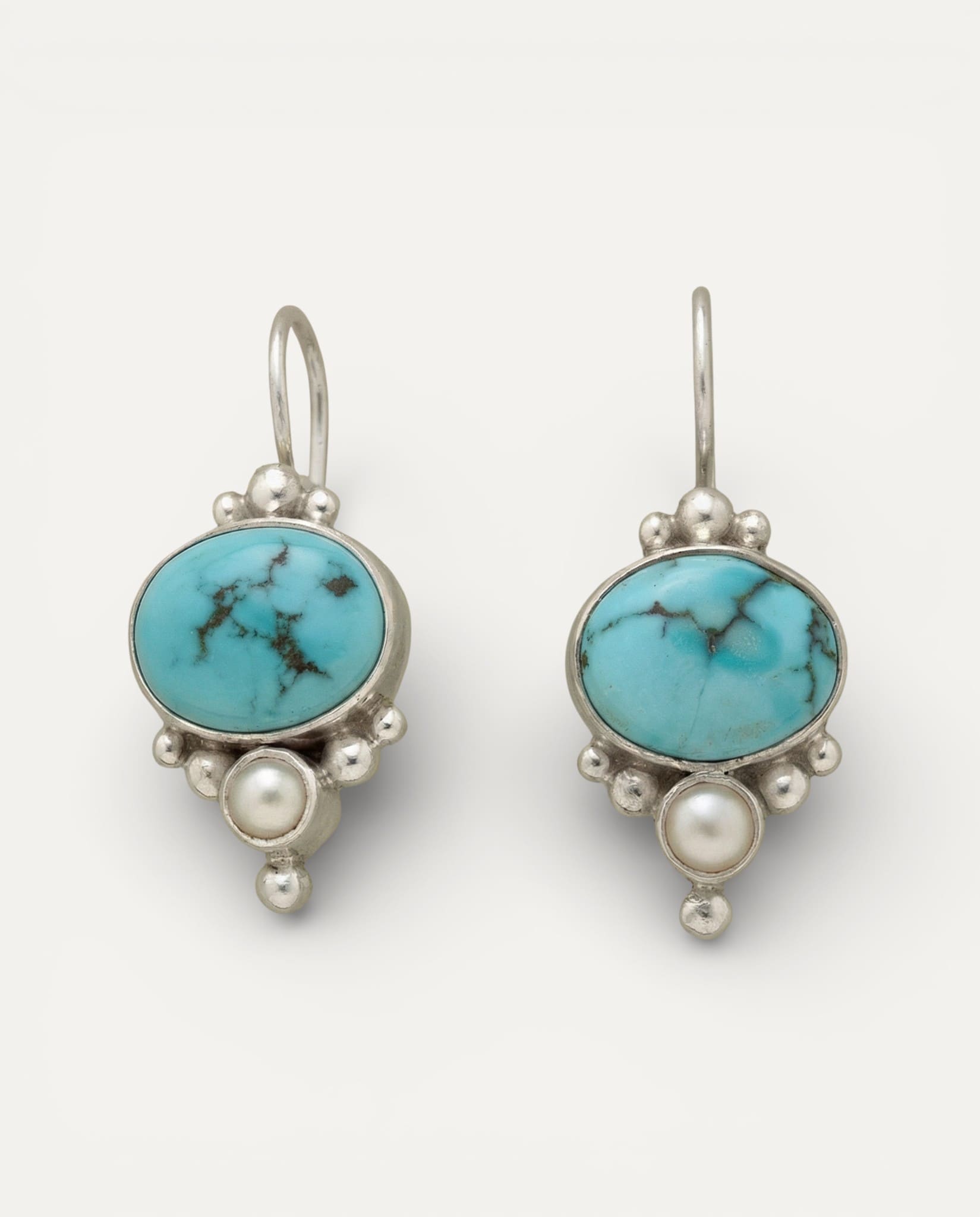 Vintage Blue Stone and Pearl Earrings