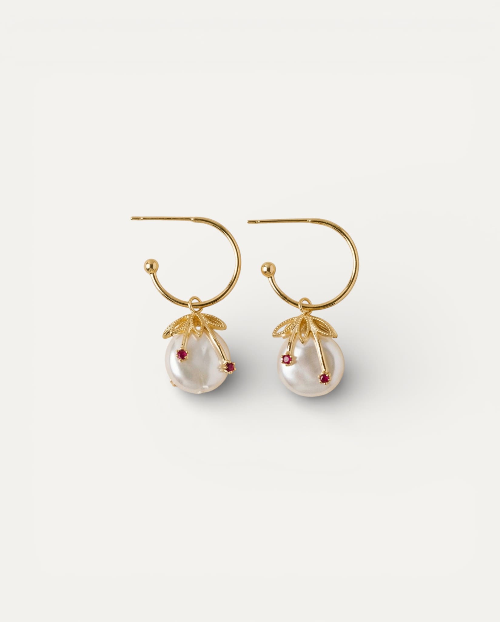Vintage Gold Cherry Pearl Earrings