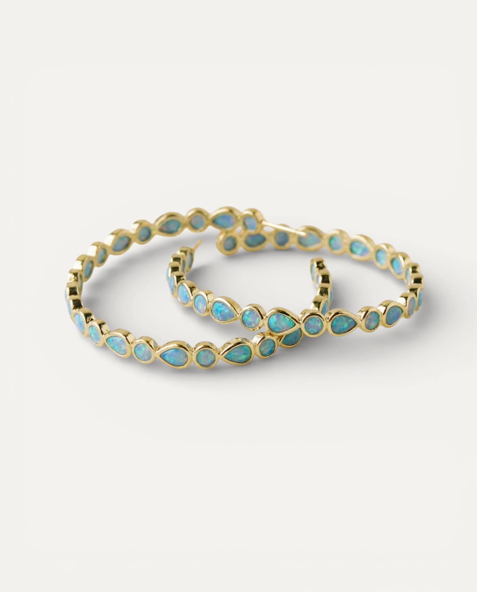 Vintage Blue Opal Gold Earrings