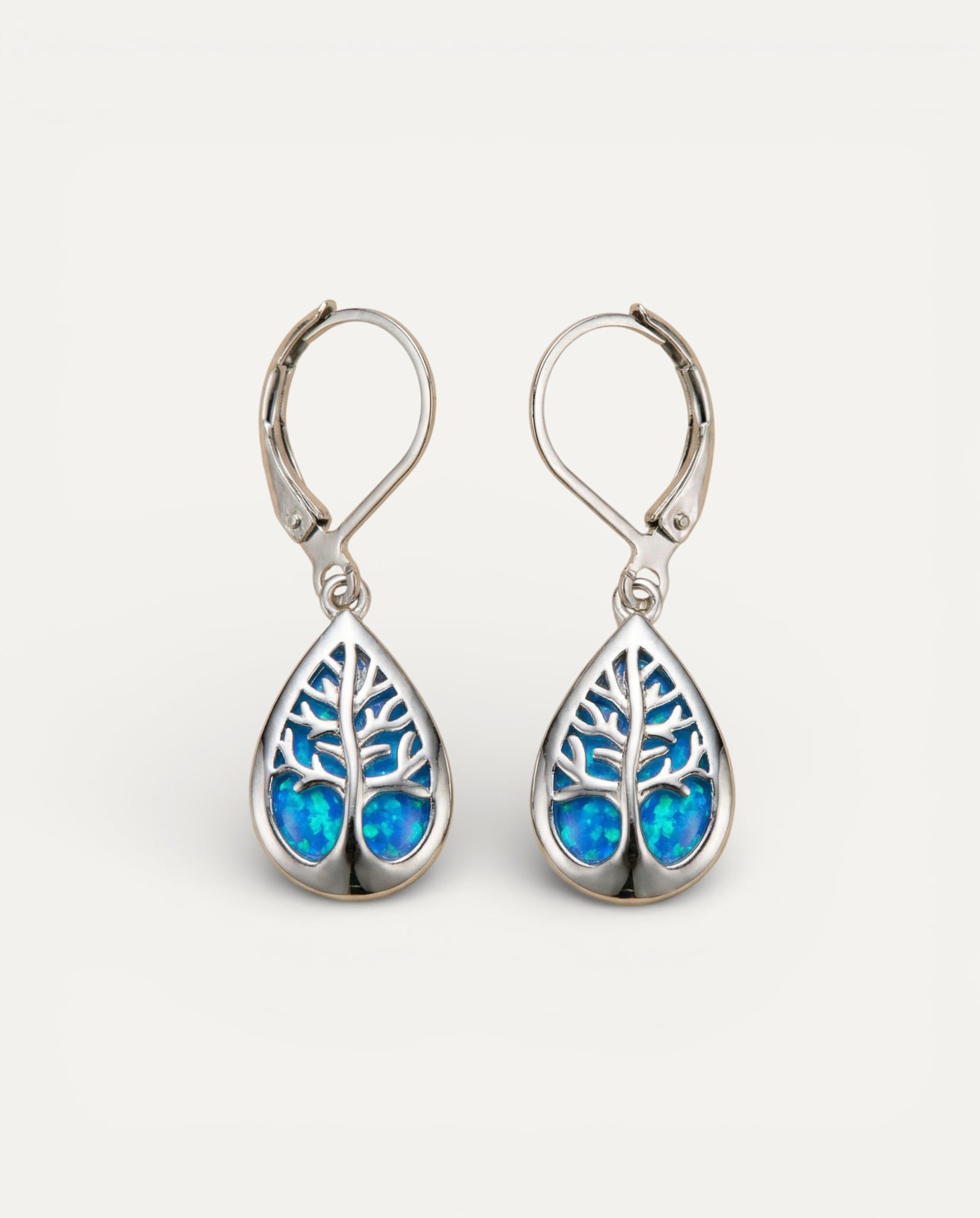 Tree of Life Earrings in Opal and Silver