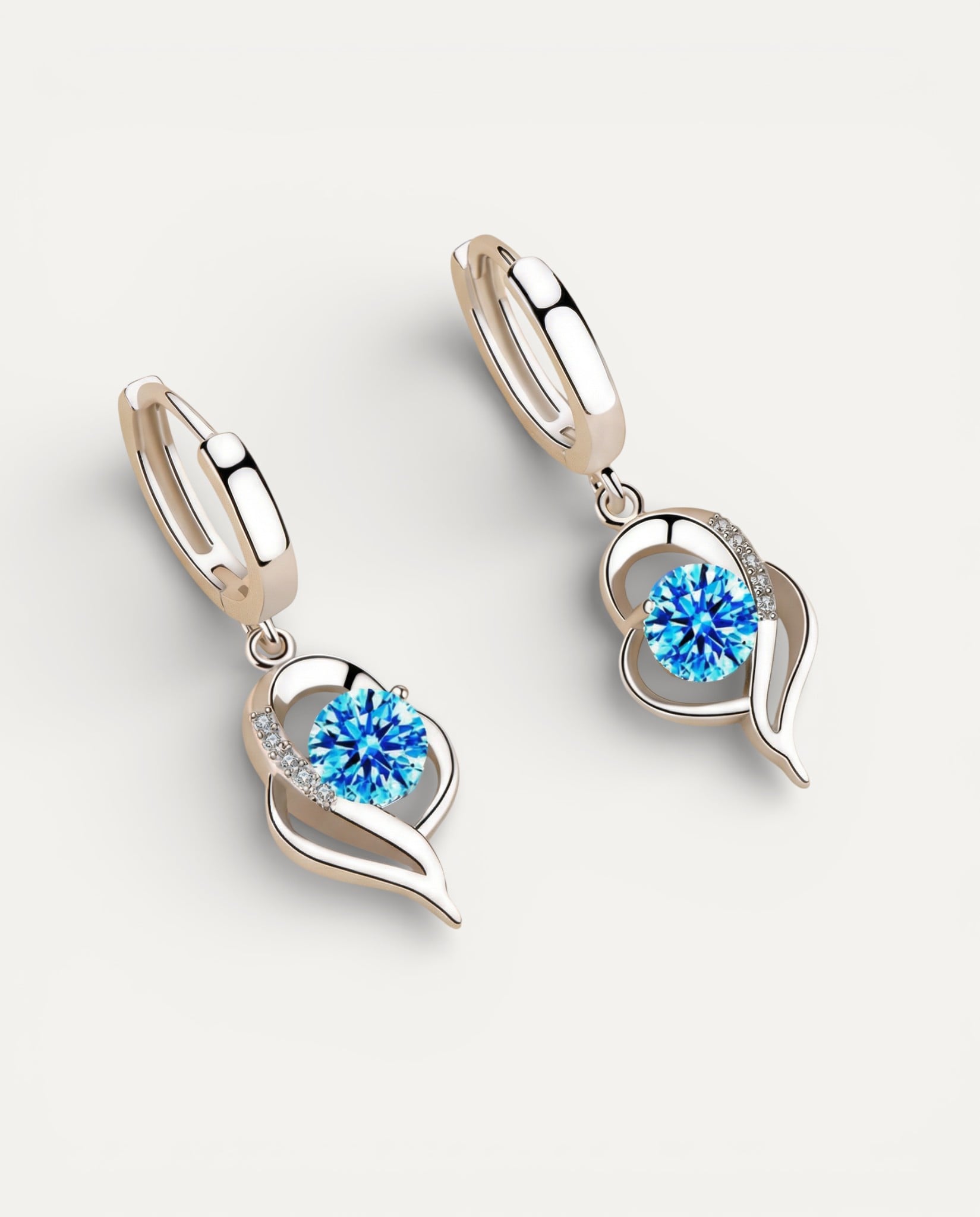Silver and Zirconia Inlaid Floral Earrings