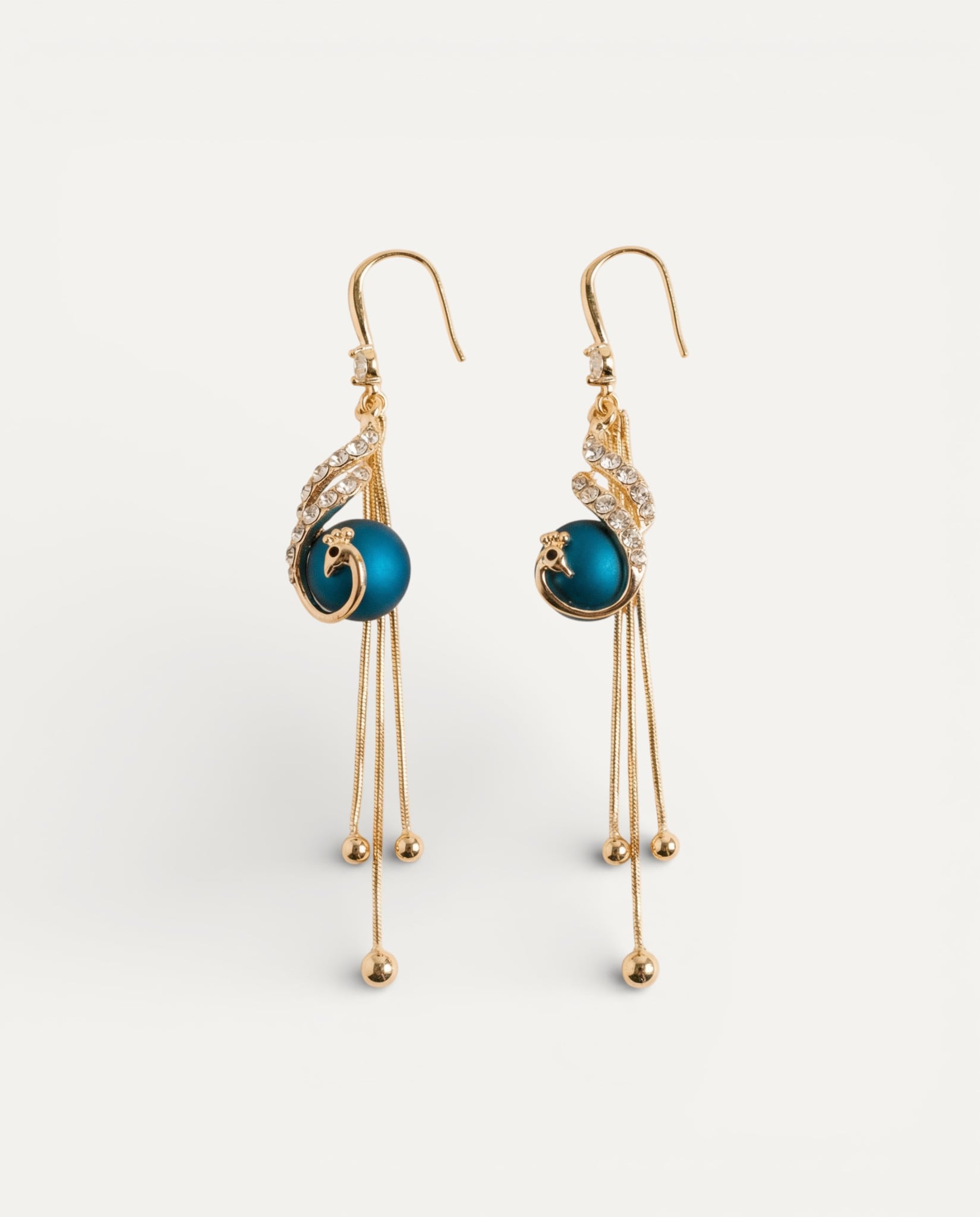 Festive Earrings with Blue Pearls