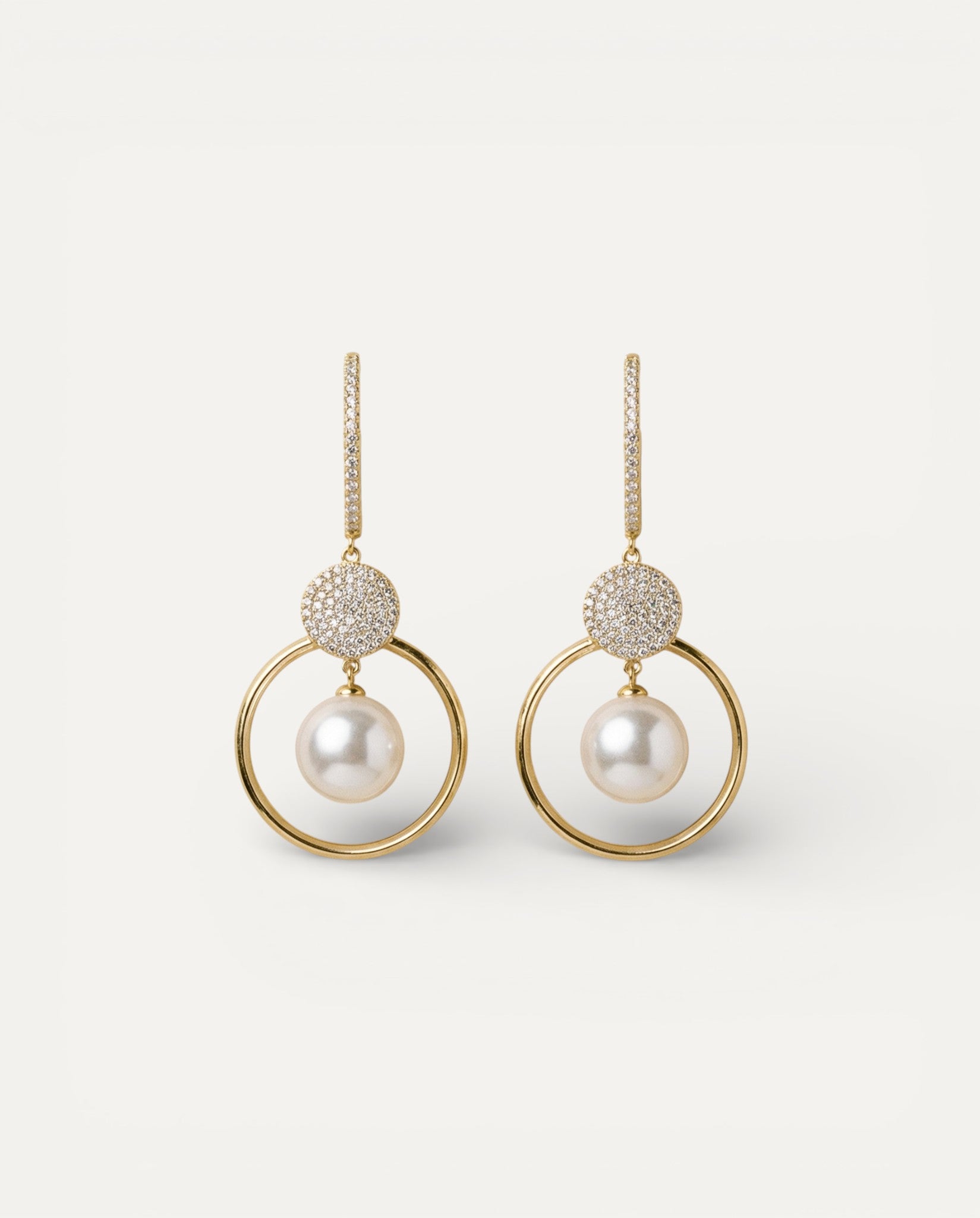 Luxury Earrings with Cultured Pearls and Zircons