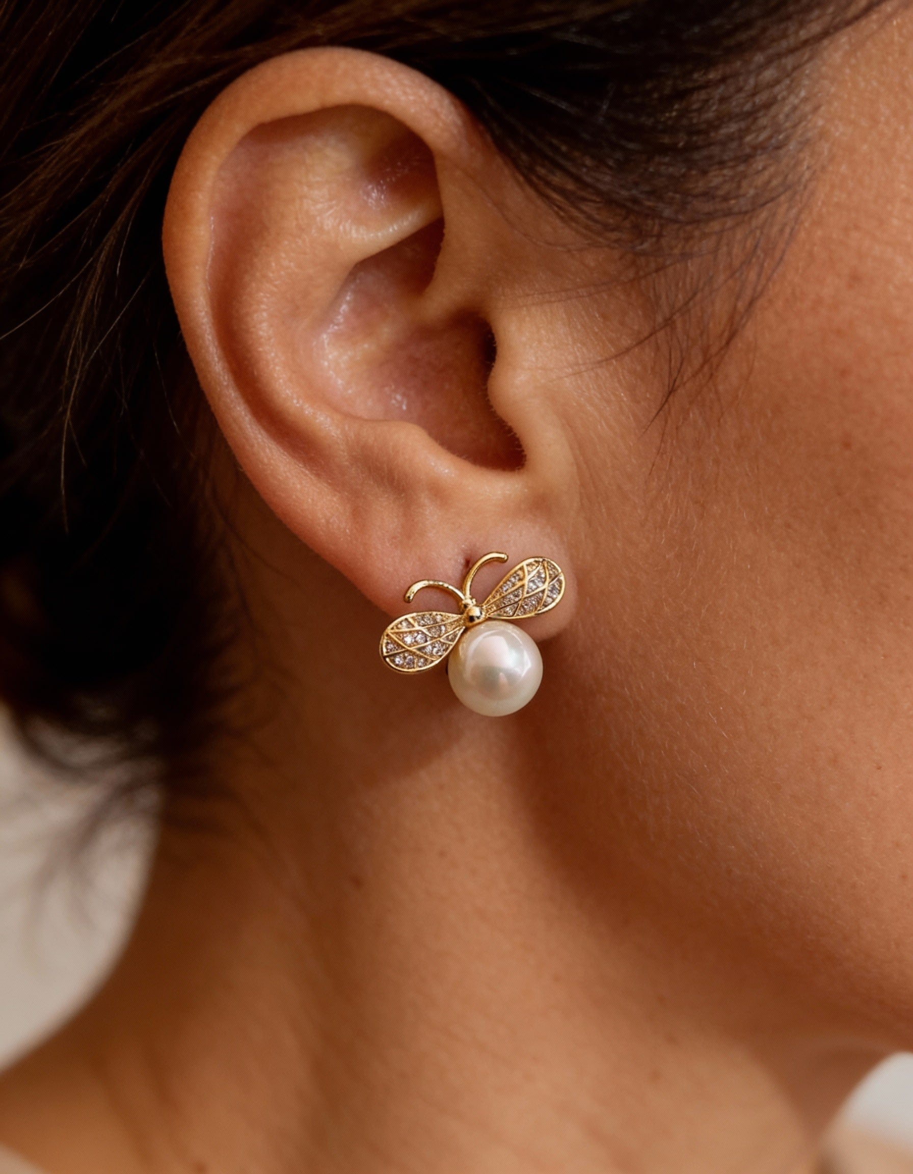 Pearl Dragonfly Earrings