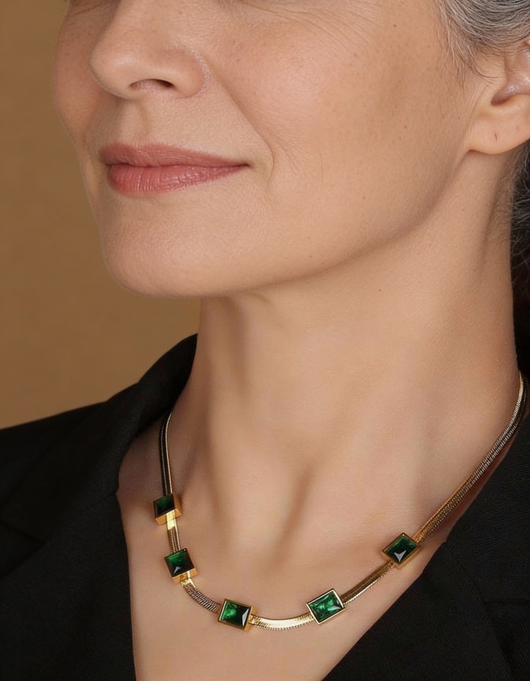 Vintage Green Cubic Zirconia Necklace