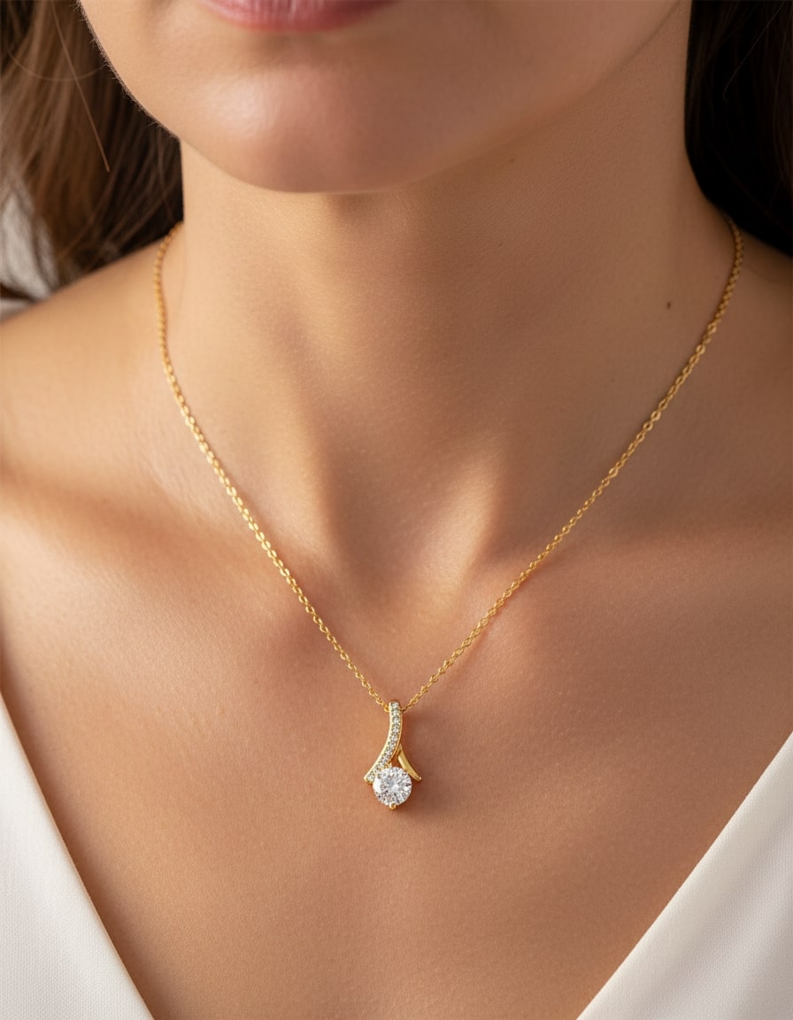 Vintage Gold Cubic Zirconia Necklace