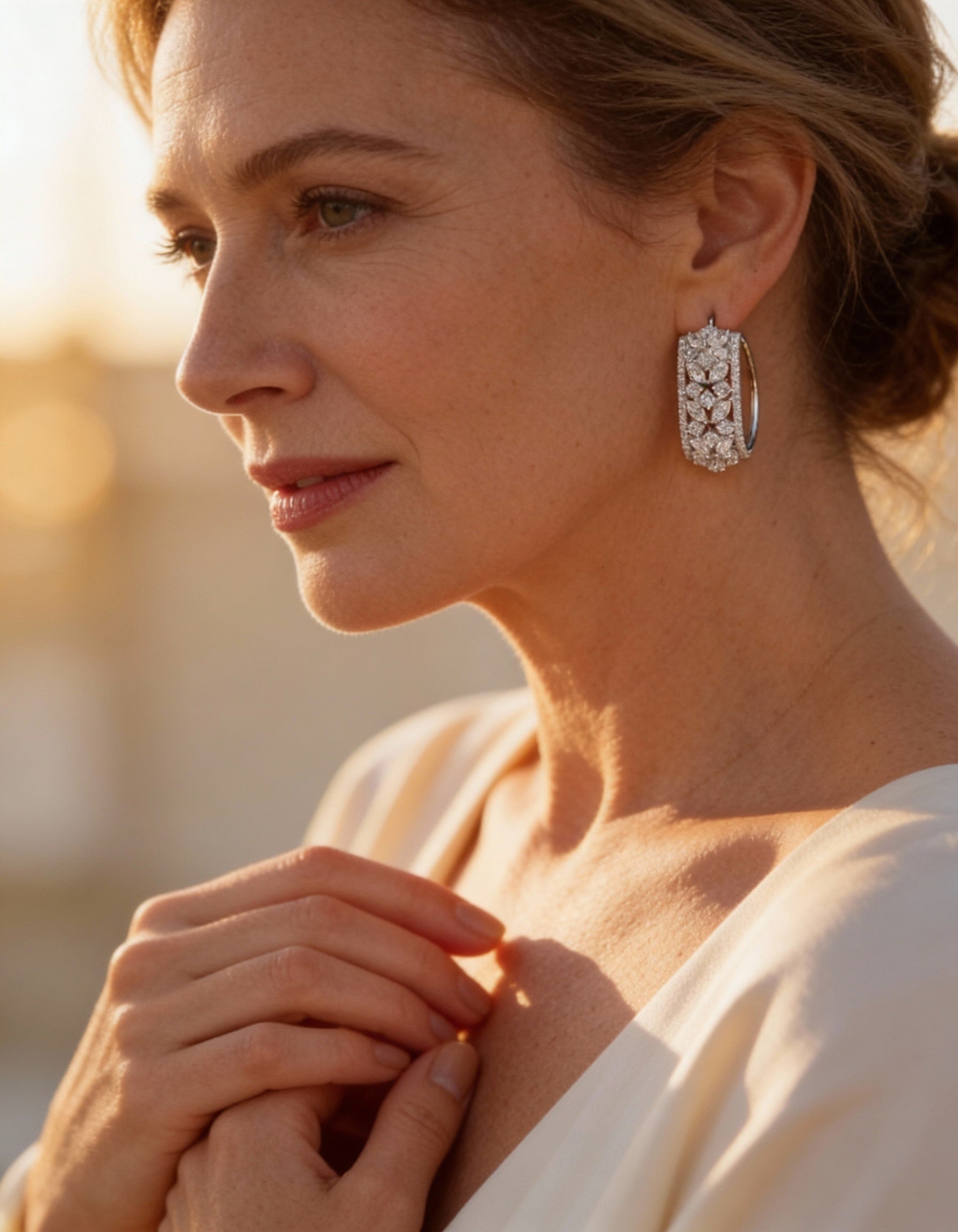 Rectangular Silver Sparkle Earrings