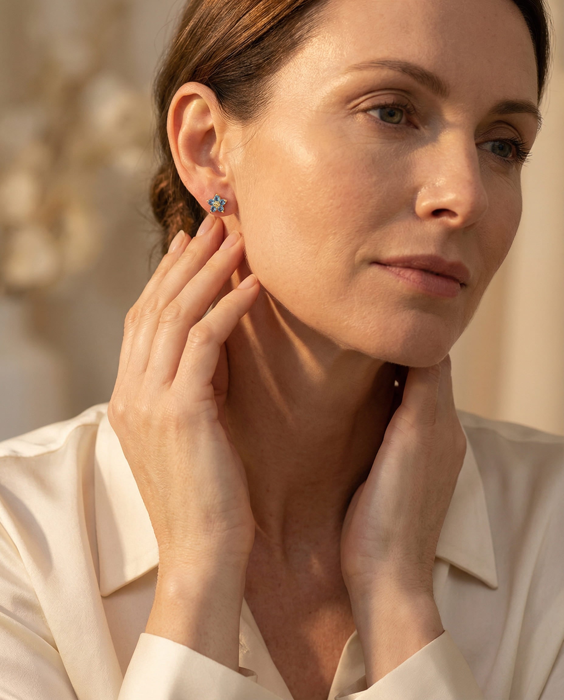 Stud Earrings with Delicate Flower