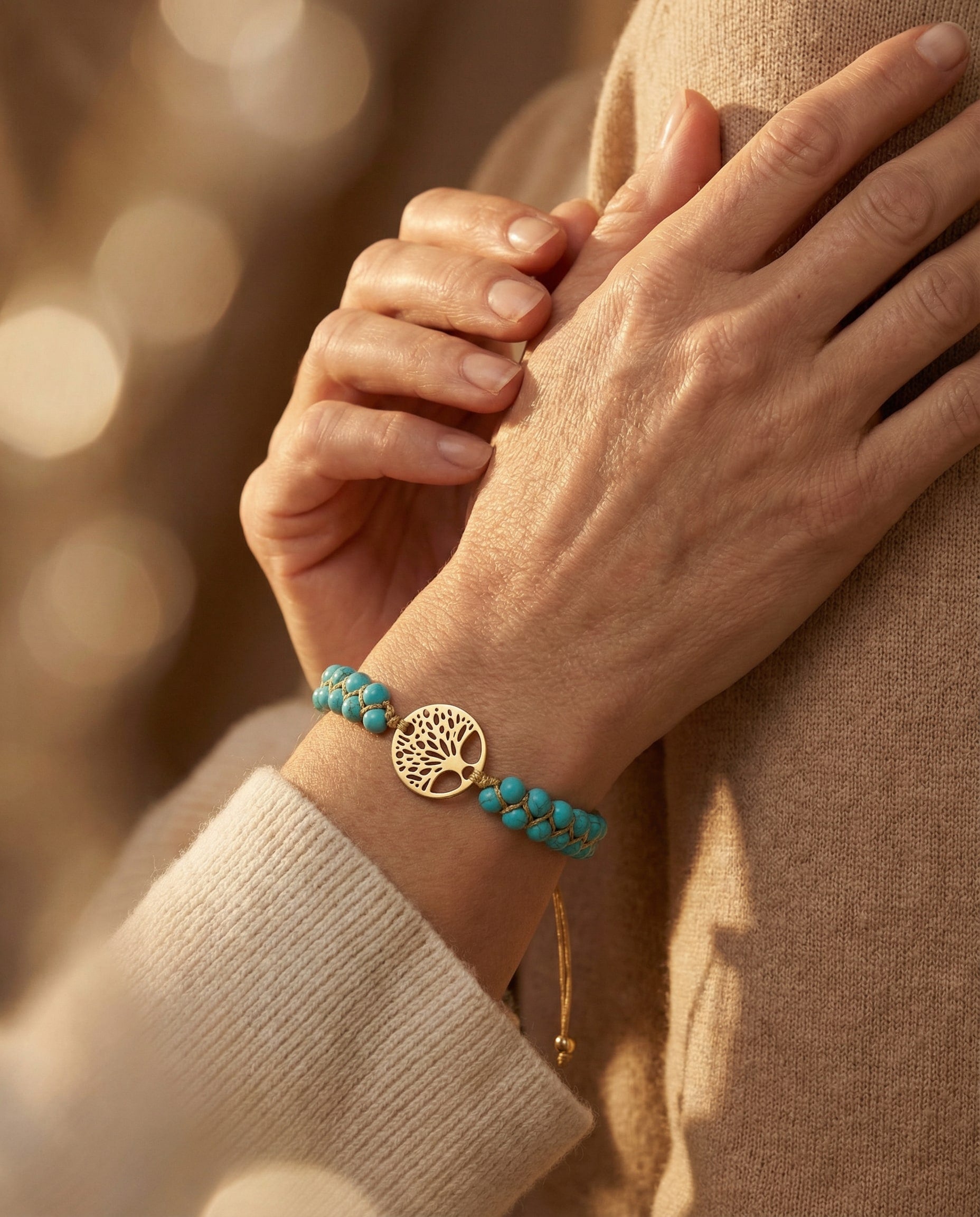Handcrafted Turquoise Stone Tree of Life Bracelet