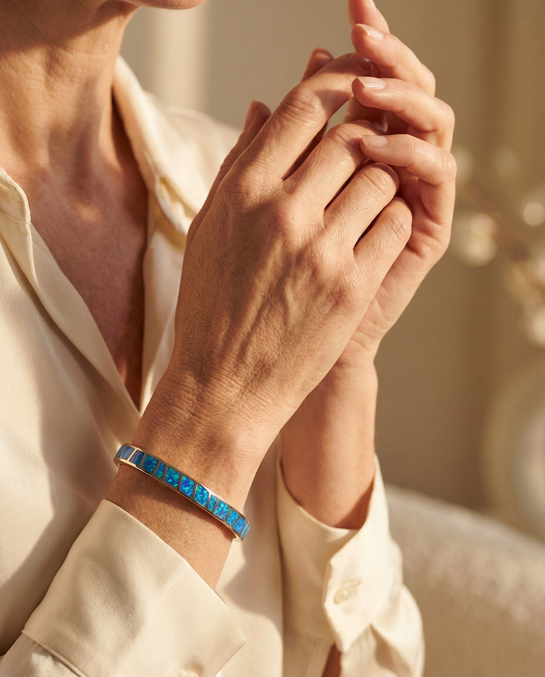 Blue Opal Silver Bracelet